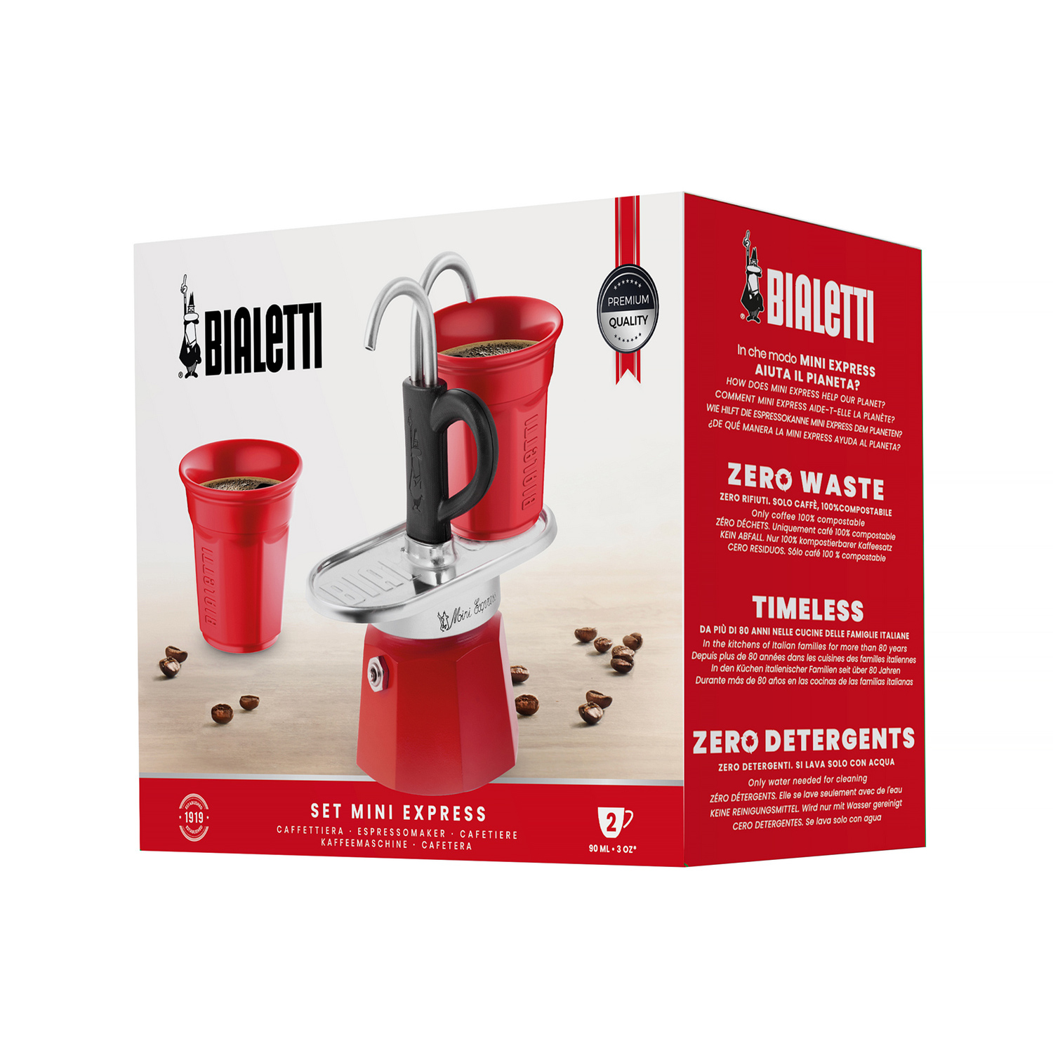 Bialetti Mini Express 2tz Czerwona + 2 filiżanki