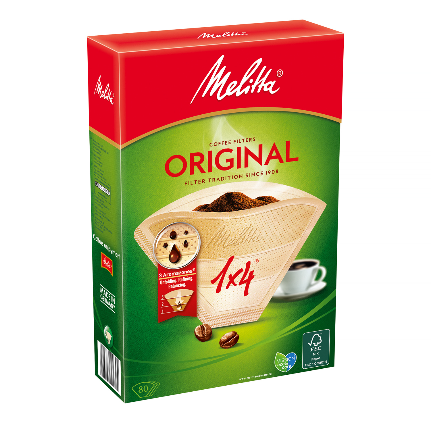 Melitta - Papierowe filtry do kawy 1x4 - Original - 80 sztuk