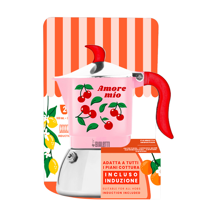 Bialetti - kawiarka Fiametta Induction Fruit Vibes 2tz - Różowa