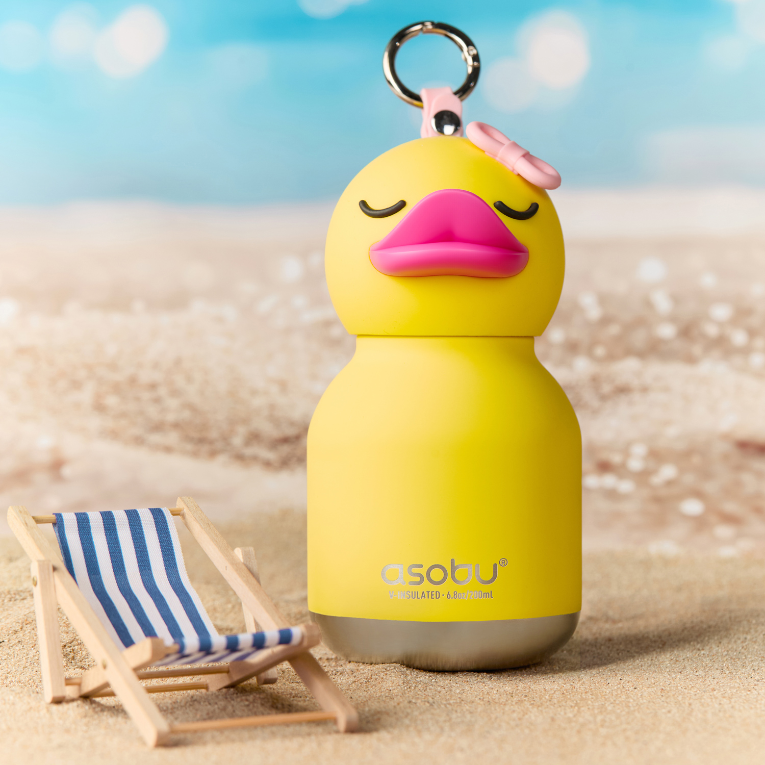 Asobu - Mini Bestie Kaczka - Butelka termiczna ze słomką 200ml