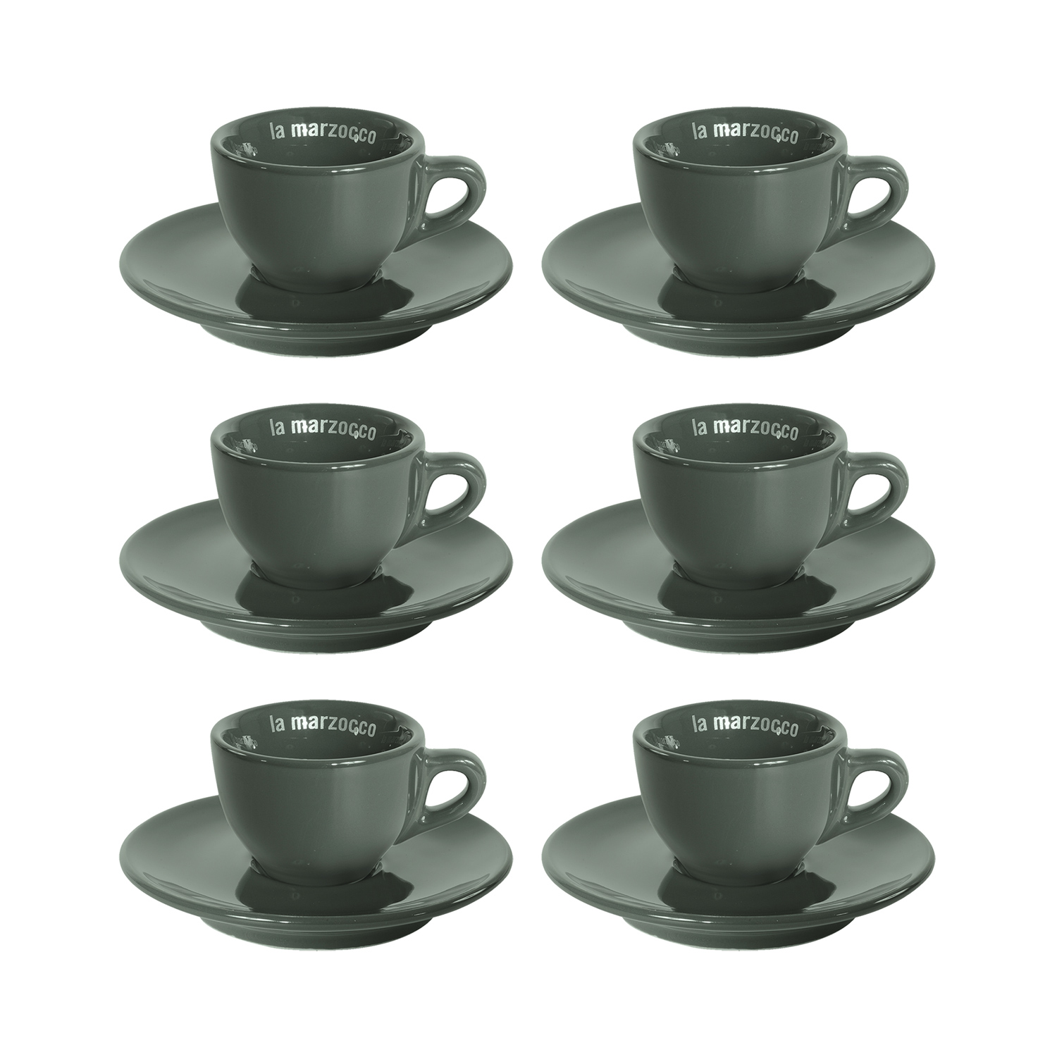 La Marzocco - zestaw 6 filiżanek ze spodkami do espresso 65 ml - szary