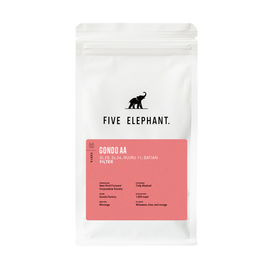 Five Elephant - kawa ziarnista Kenya Gondo AA Fully Washed Filter 250 g