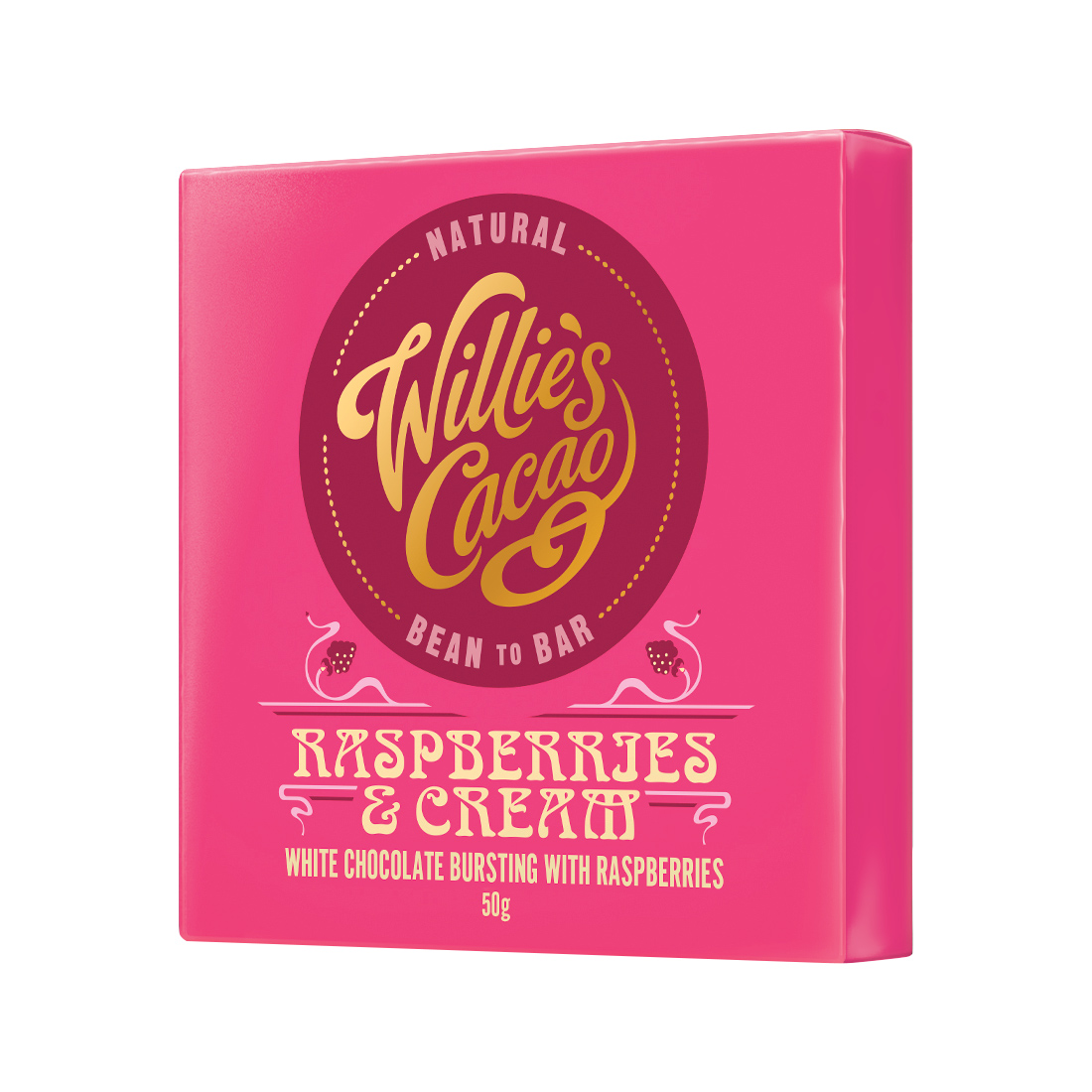 Willie's Cacao - Czekolada 36% - Malina i śmietanka - Raspberries and Cream 50g