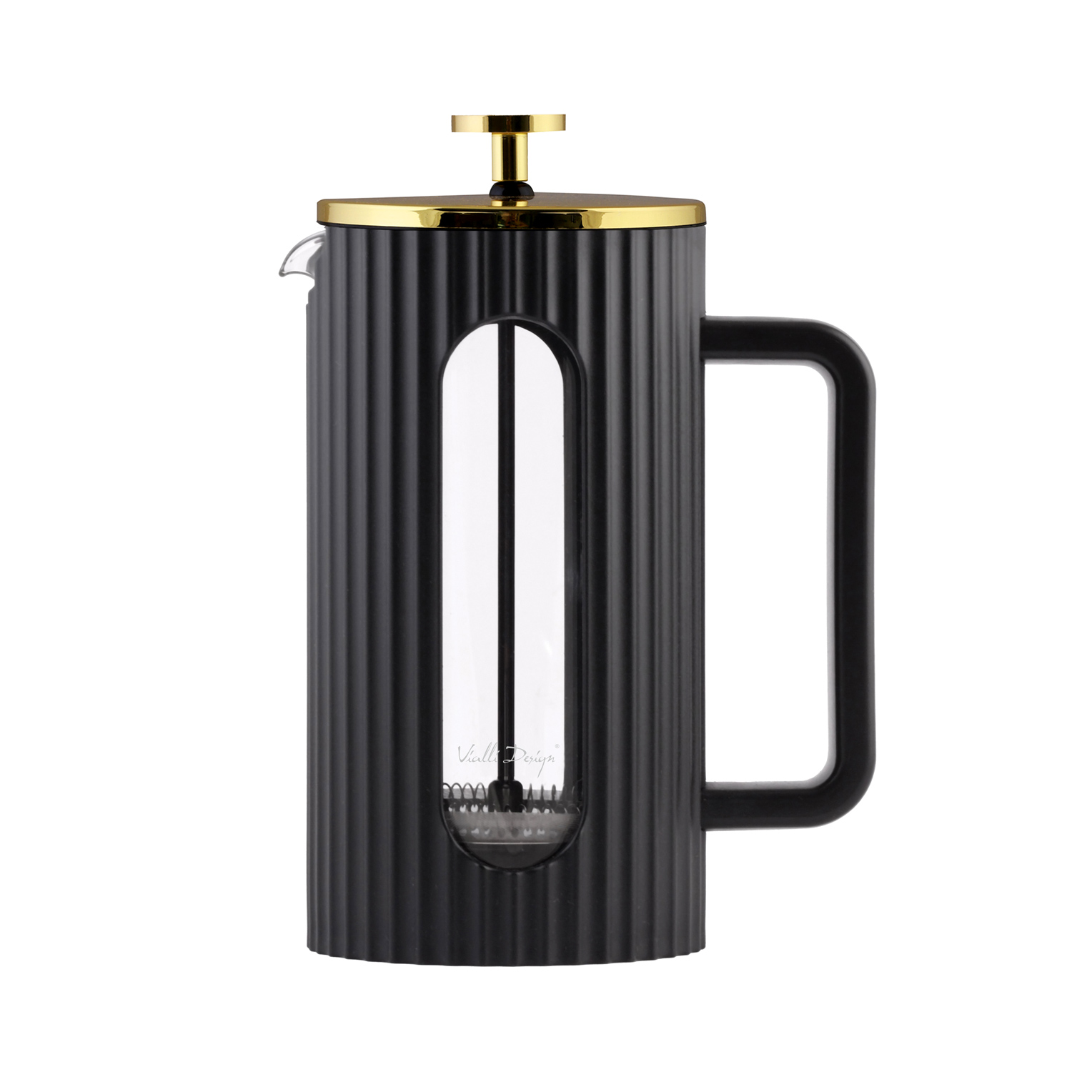 Vialli Design - french press szklany LIVIO 1l czarno-złoty