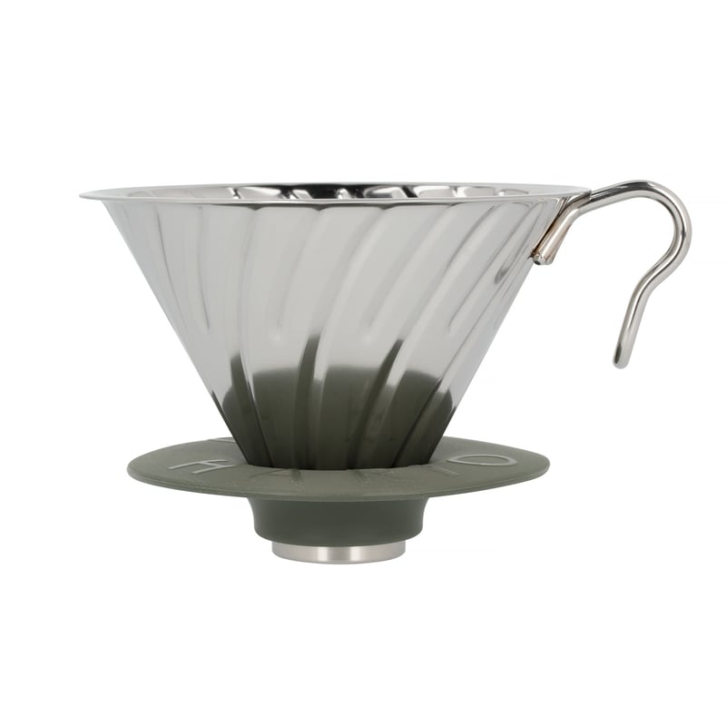Hario - V60-02 Silver Metal Outdoor Dripper with Silicone Base