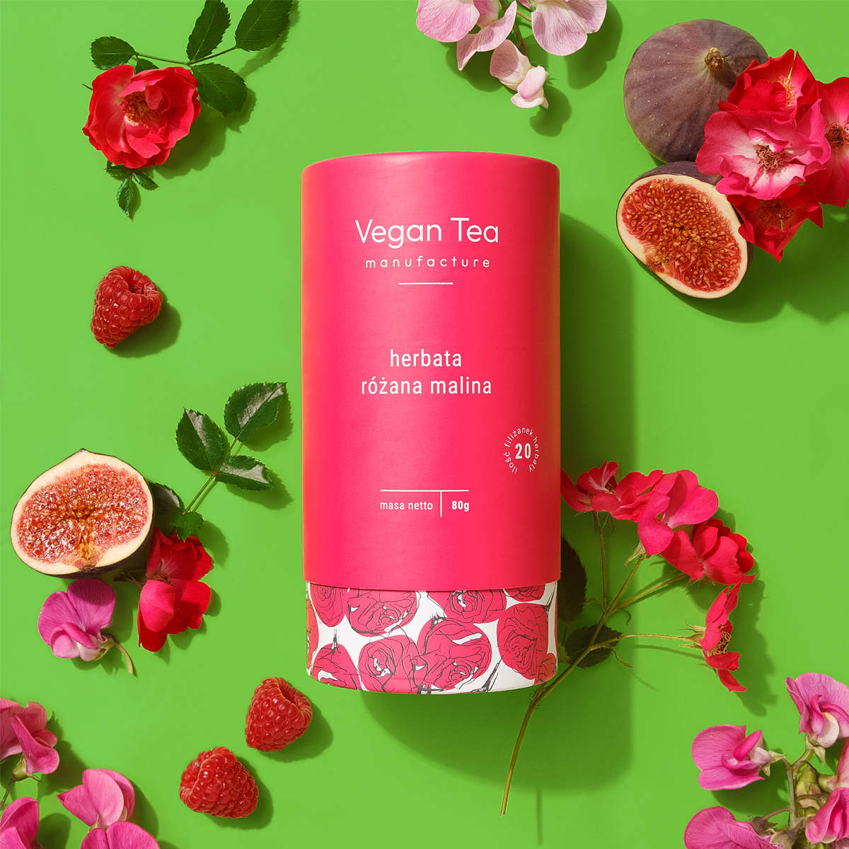 Vegan Tea - white tea Rose Raspberry - Loose Tea 80 g