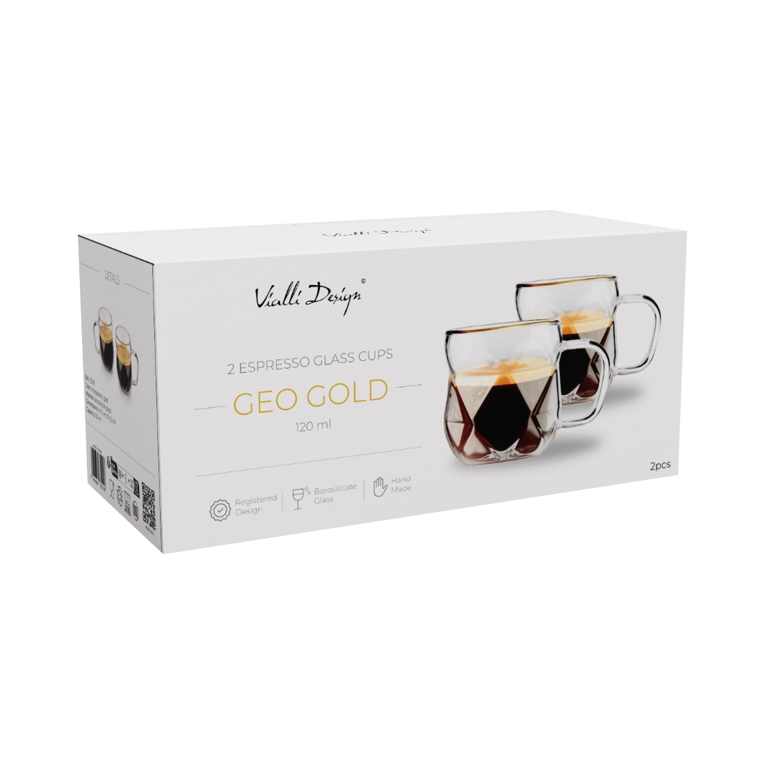 Vialli Design - filiżanki do espresso Geo Gold 120 ml