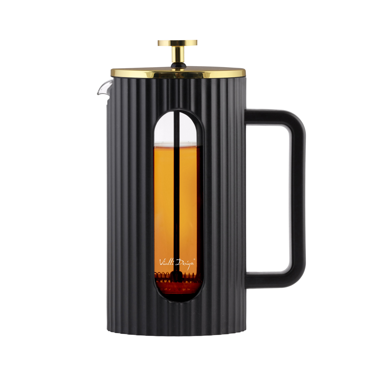 Vialli Design - french press szklany LIVIO 1l czarno-złoty
