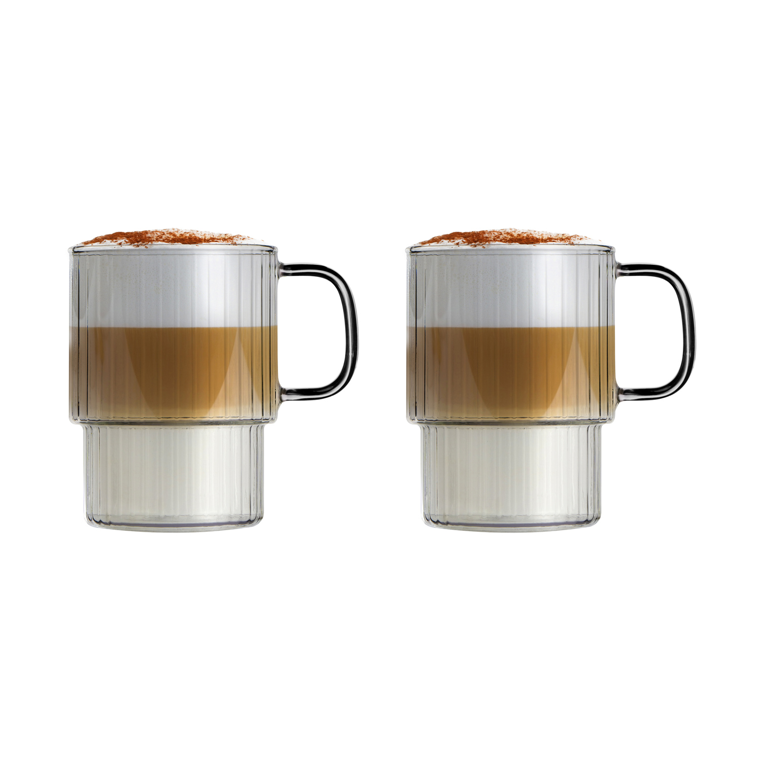 Vialli Design - Set od 2 grooved Glasses with gray handle Livio 350 ml