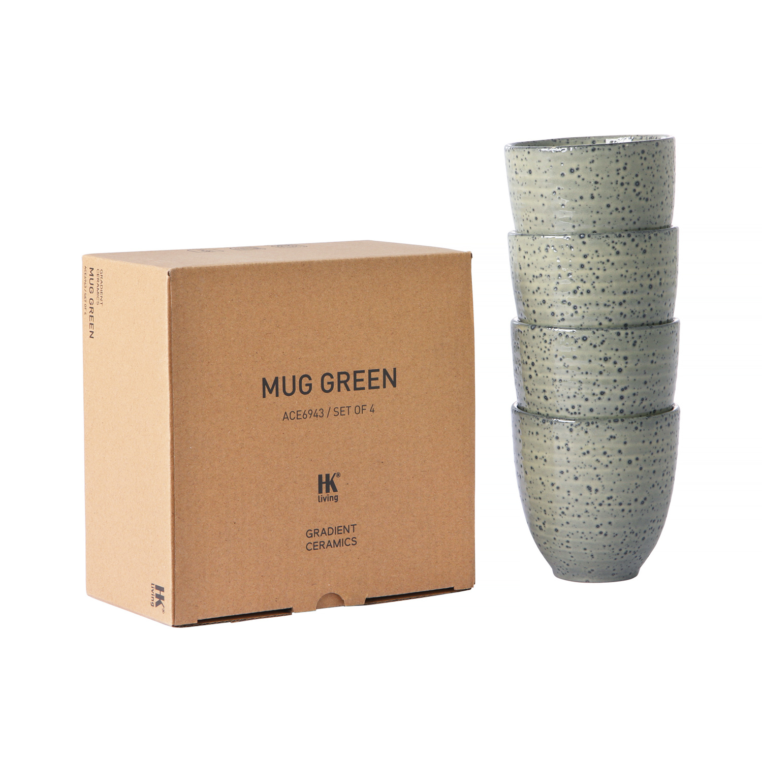 HKliving - Gradient Ceramics Set of 4 Mugs Green 295ml