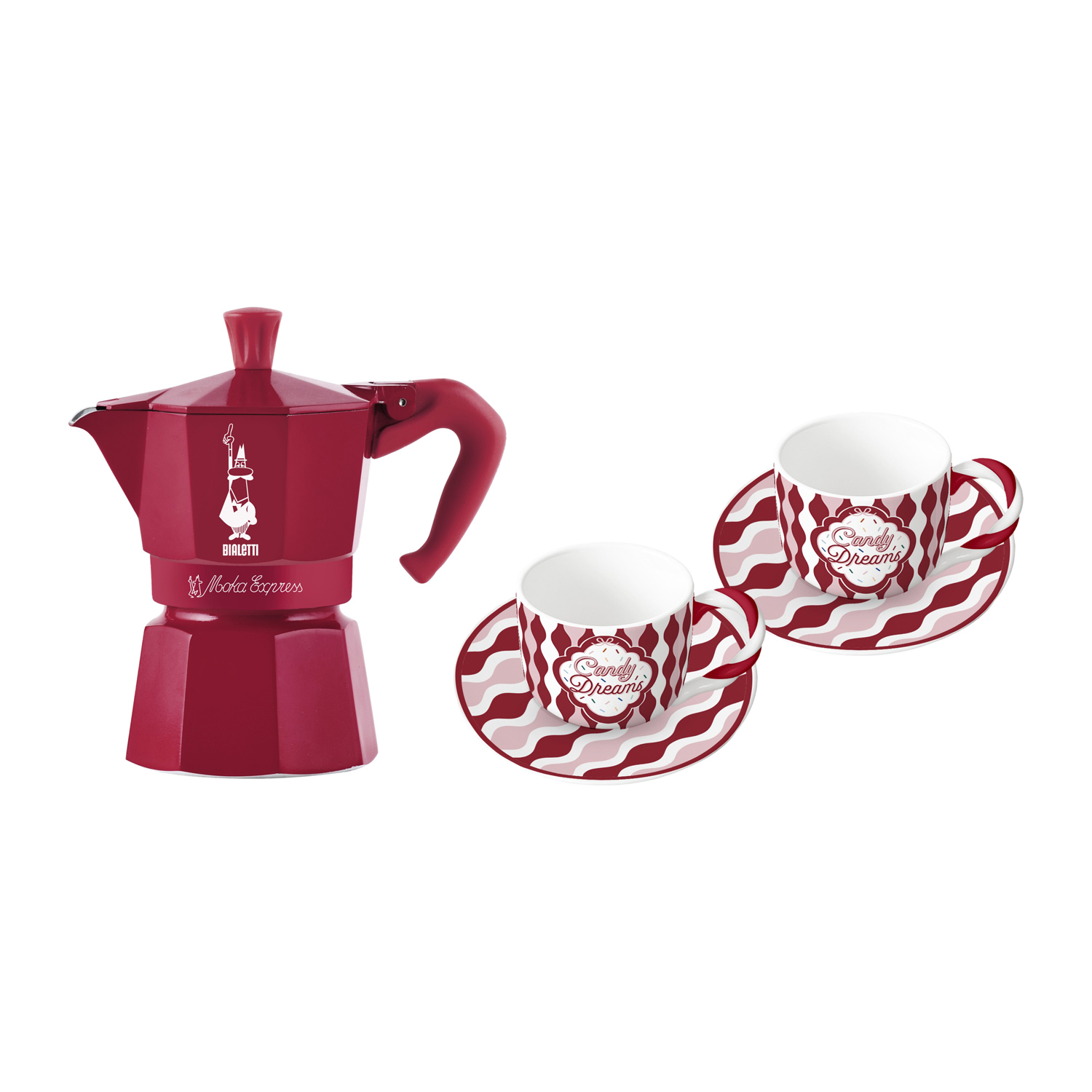 Bialetti - zestaw Moka Express 3tz + 2 filiżanki Candyland