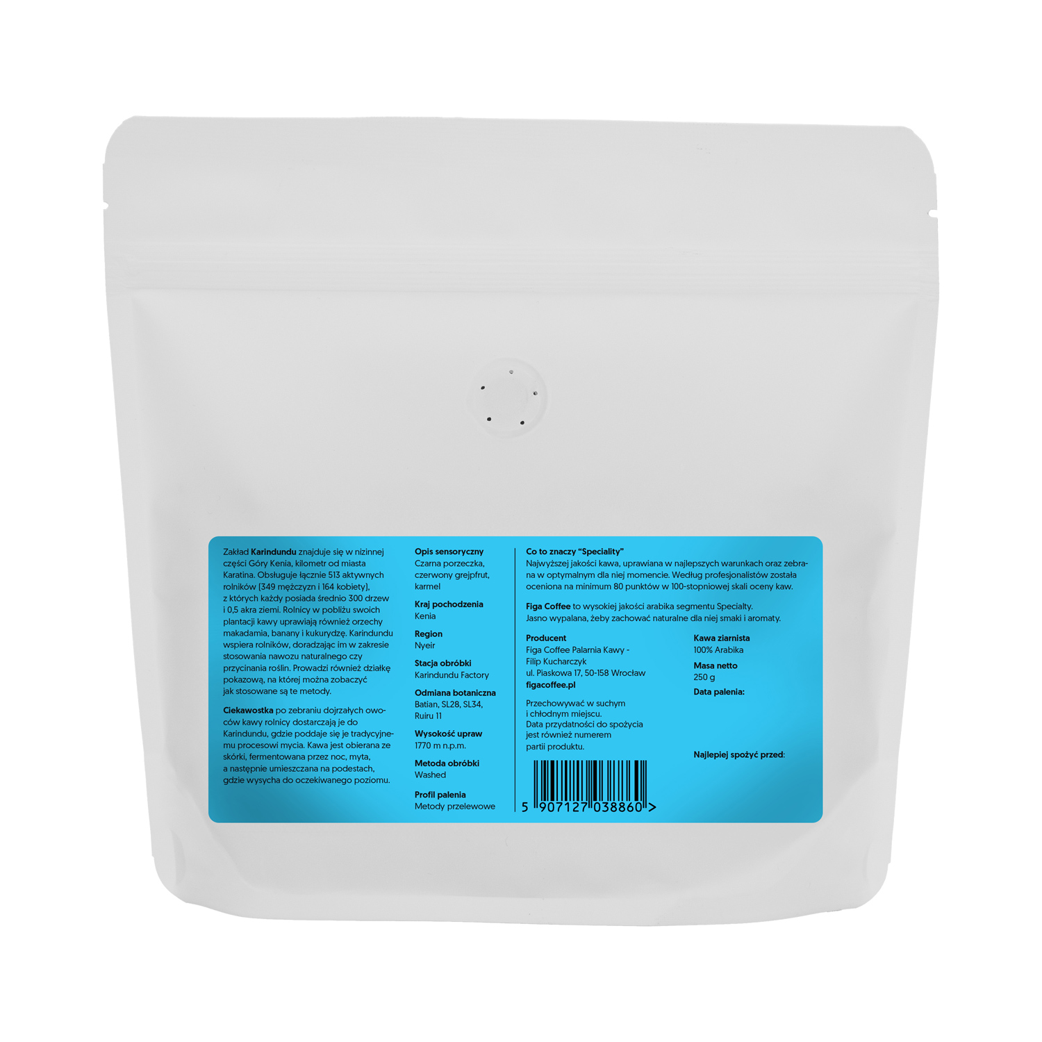 Figa Coffee - kawa ziarnista Kenia Karindundu AA Washed Filter 250 g