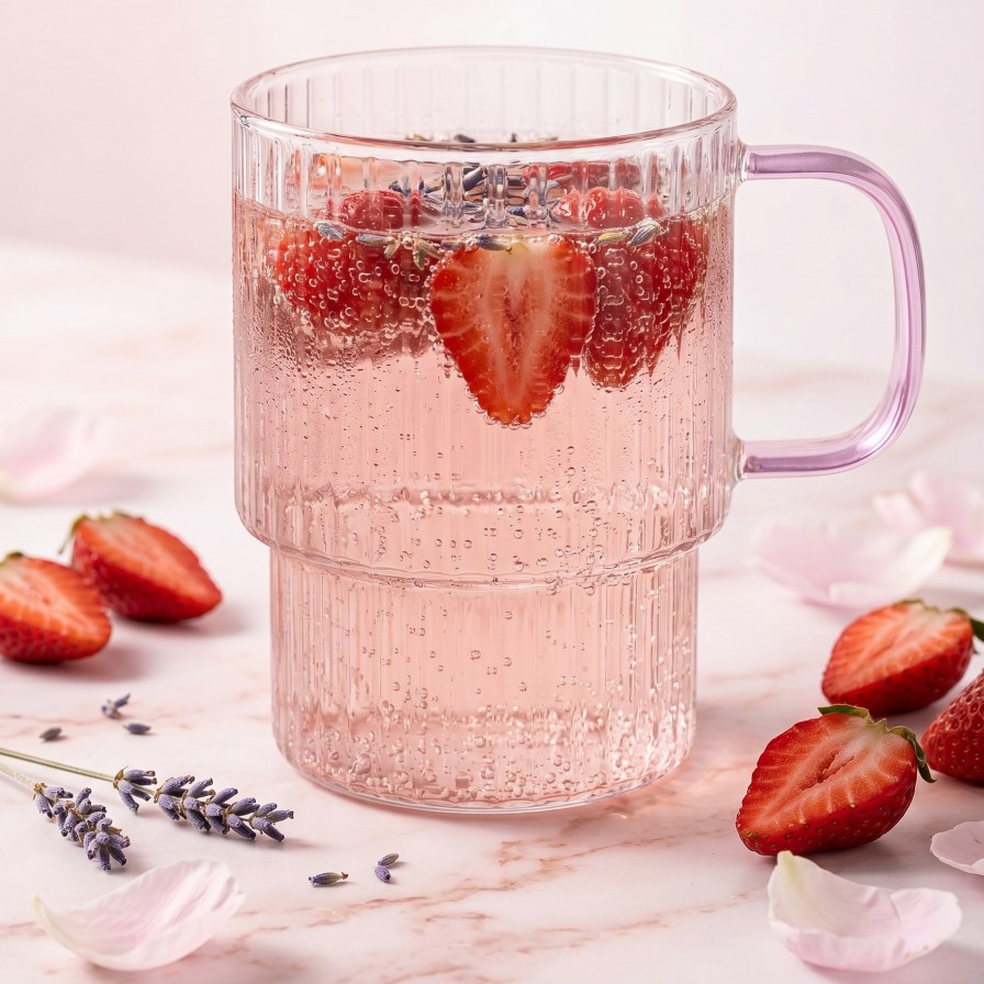 Vialli Design - Set od 2 grooved Glasses with pink handle Livio 350 ml
