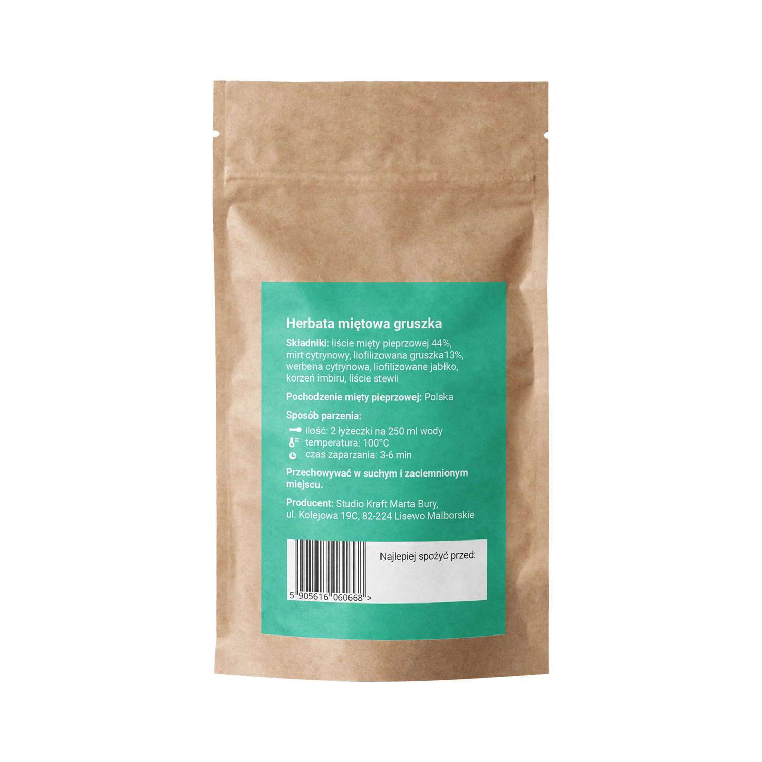 Vegan Tea - napar ziołowo-owocowy sypany Miętowa Gruszka opakowanie uzupełniające 70 g