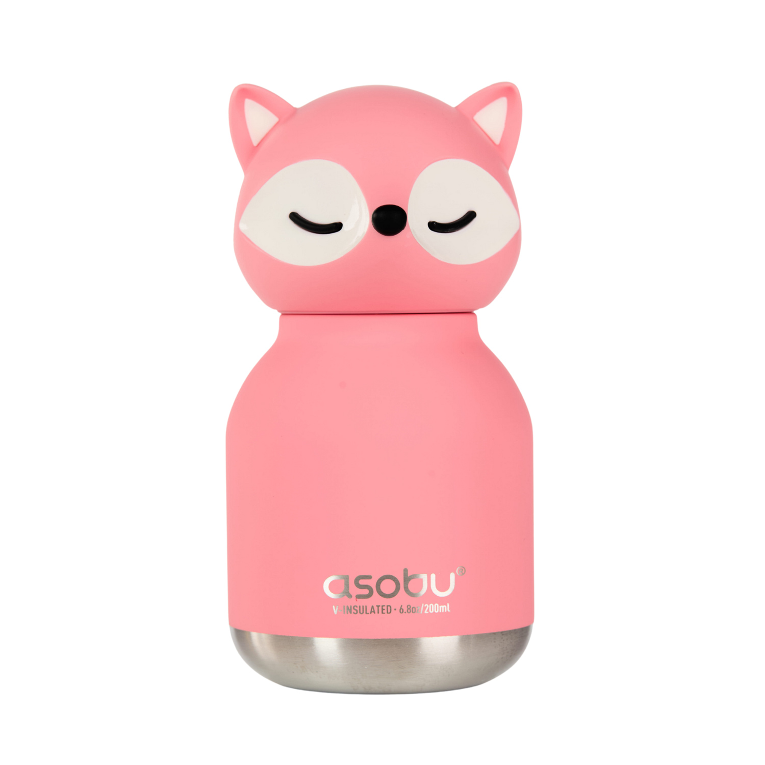 Asobu - Mini Bestie Różowy Lis - Butelka termiczna ze słomką 200ml