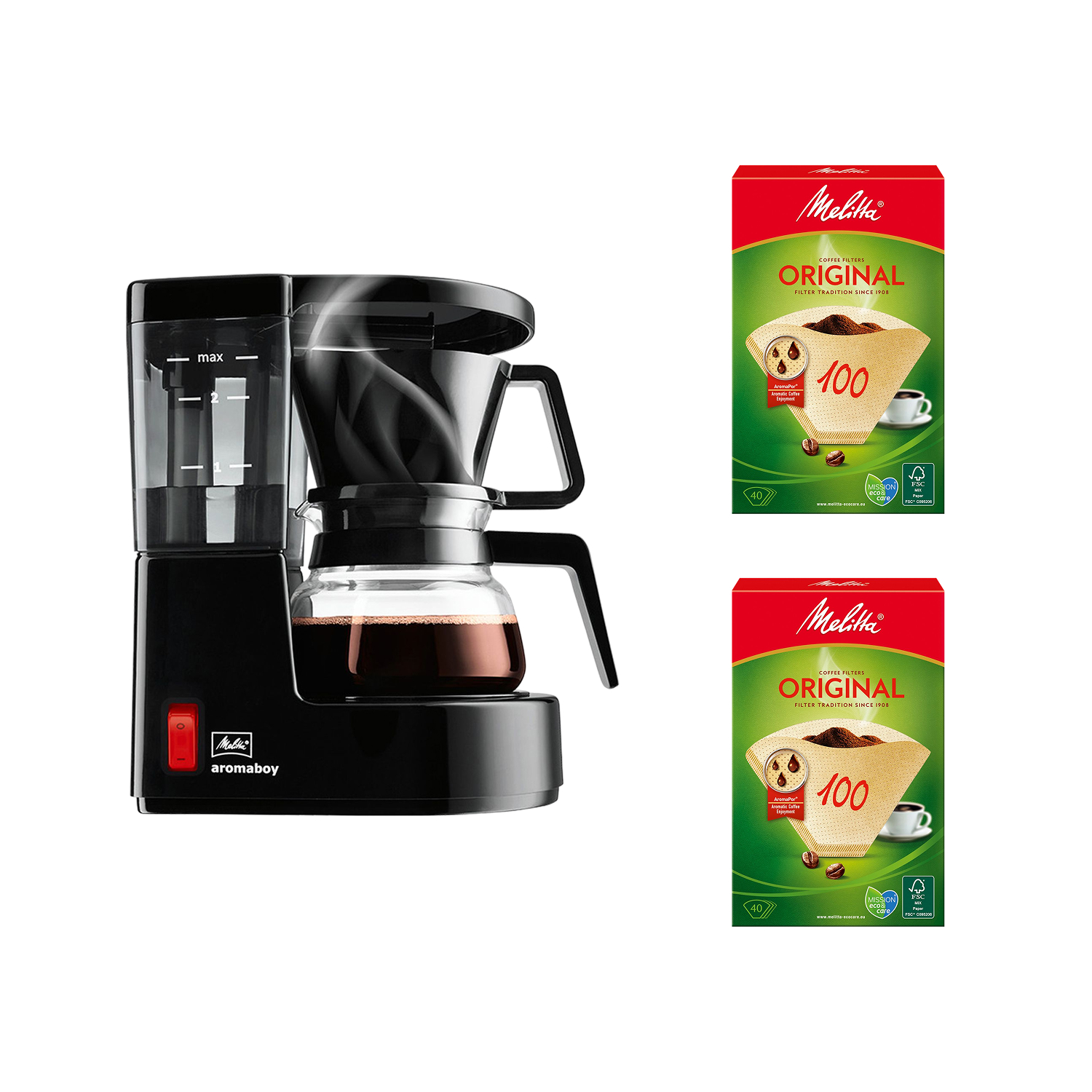 Zestaw Aromaboy Czarny + 2x  filtry Melitta 40 sztuk