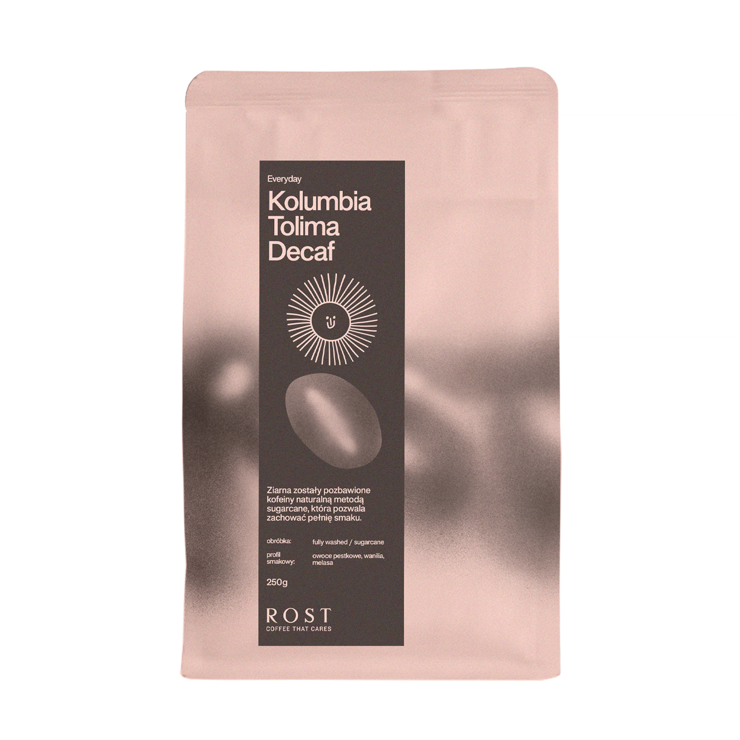 ROST - kawa ziarnista bezkofeinowa Kolumbia Tolima Decaf Sugarcane Washed Omniroast 250 g