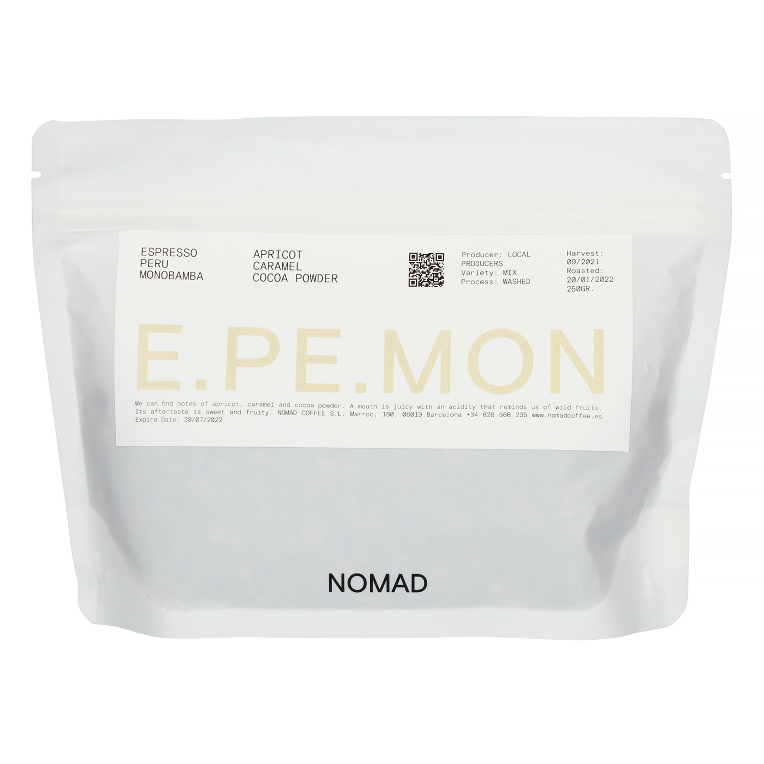 Nomad Coffee - kawa ziarnista Peru Monobamba Churupallana Washed Espresso 250 g (outlet)