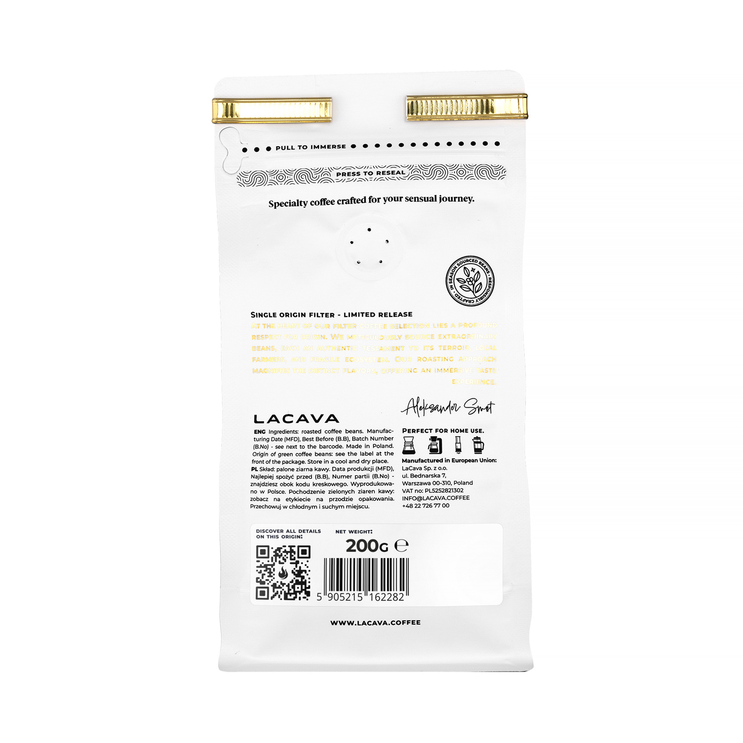 LaCava - kawa ziarnista Honduras El Paraiso Honey Filter 200 g
