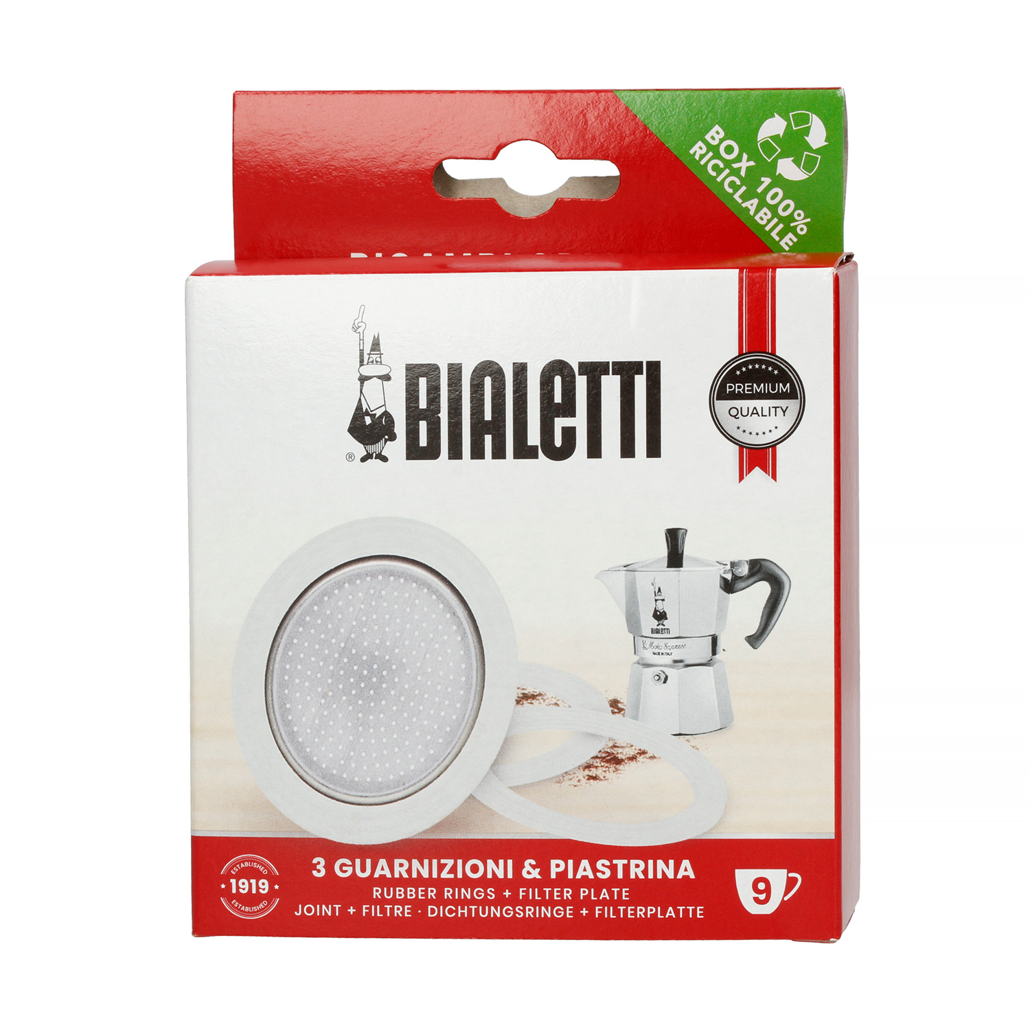 Bialetti - 3 Seals + Sieve for 9tz Aluminium Coffee Makers