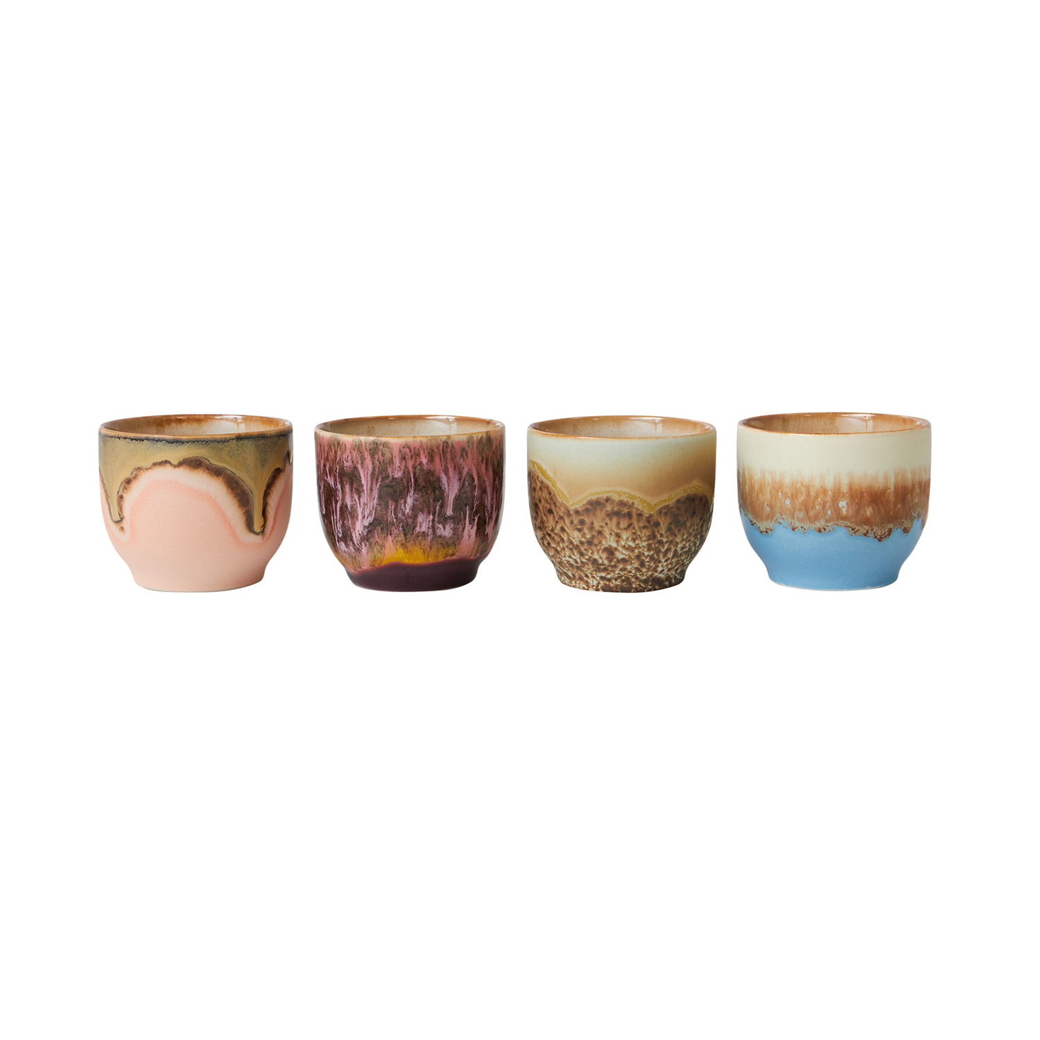 HKliving - Set of 4 70s Cafe Lagoon Ceramic Mugs 250ml