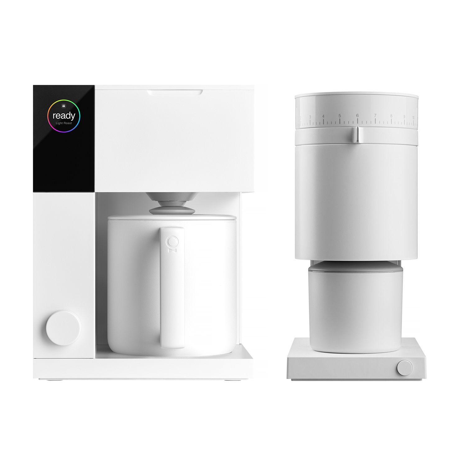 Zestaw Fellow - Ekspres przelewowy Aiden biały + młynek Opus biały