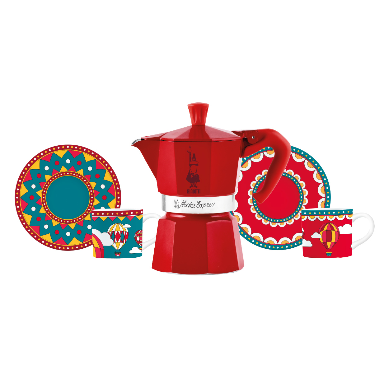 Bialetti - Winter Wonderland Moka Express 3tz + 2 Cups and Saucers Set