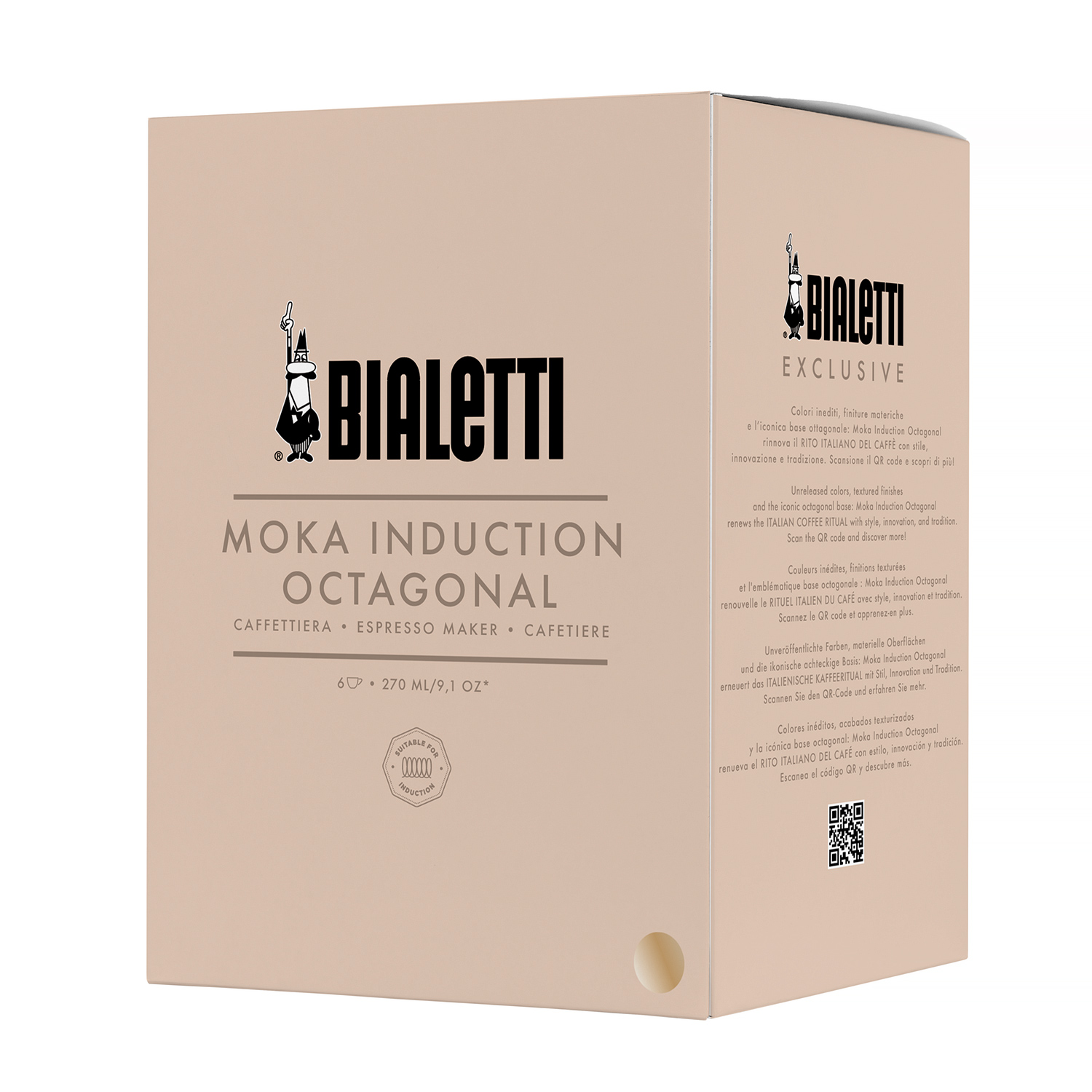 Bialetti - Exclusive - kawiarka Moka Octagonal Induction piaskowa 6tz