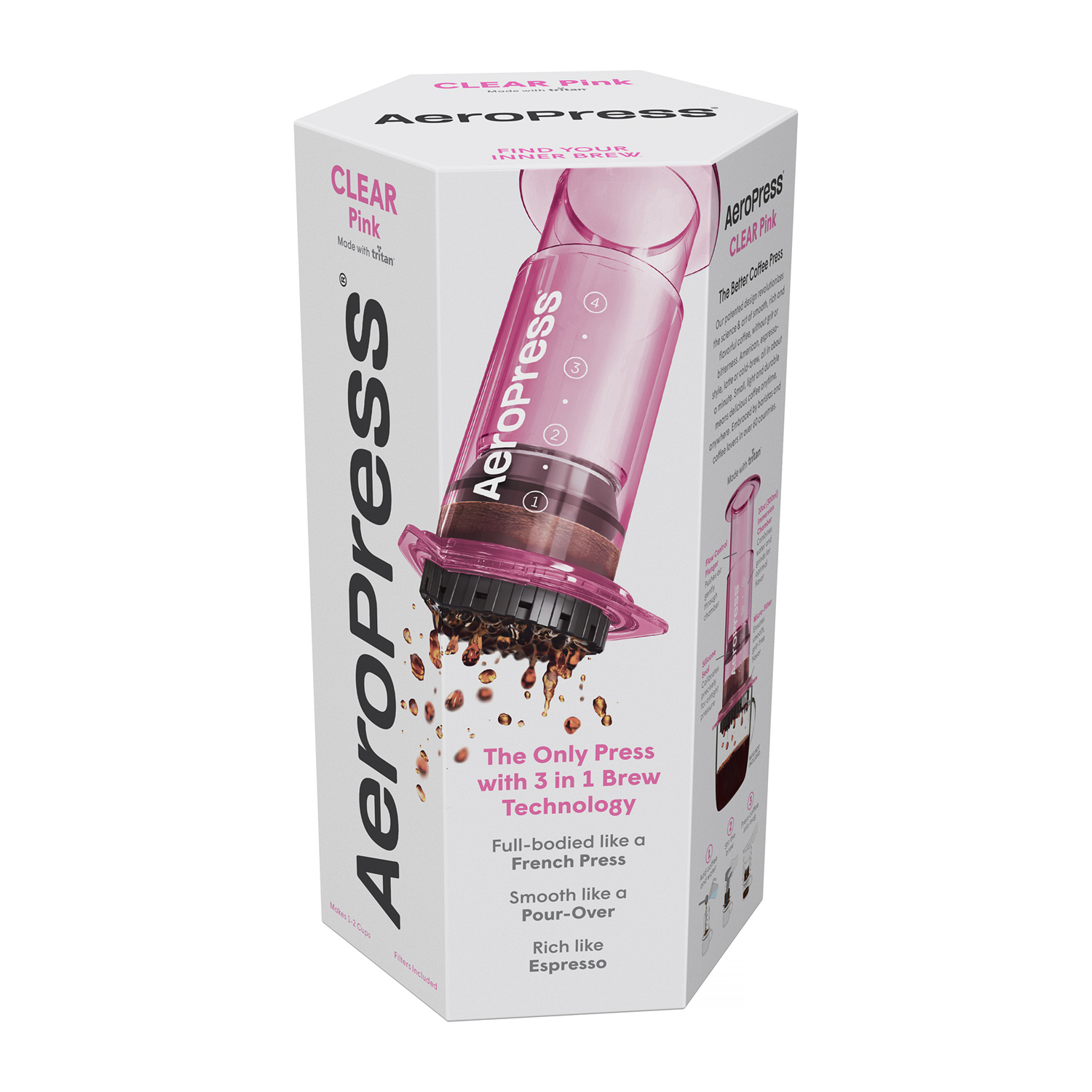 AeroPress Clear Pink - Zaparzacz do kawy różowy