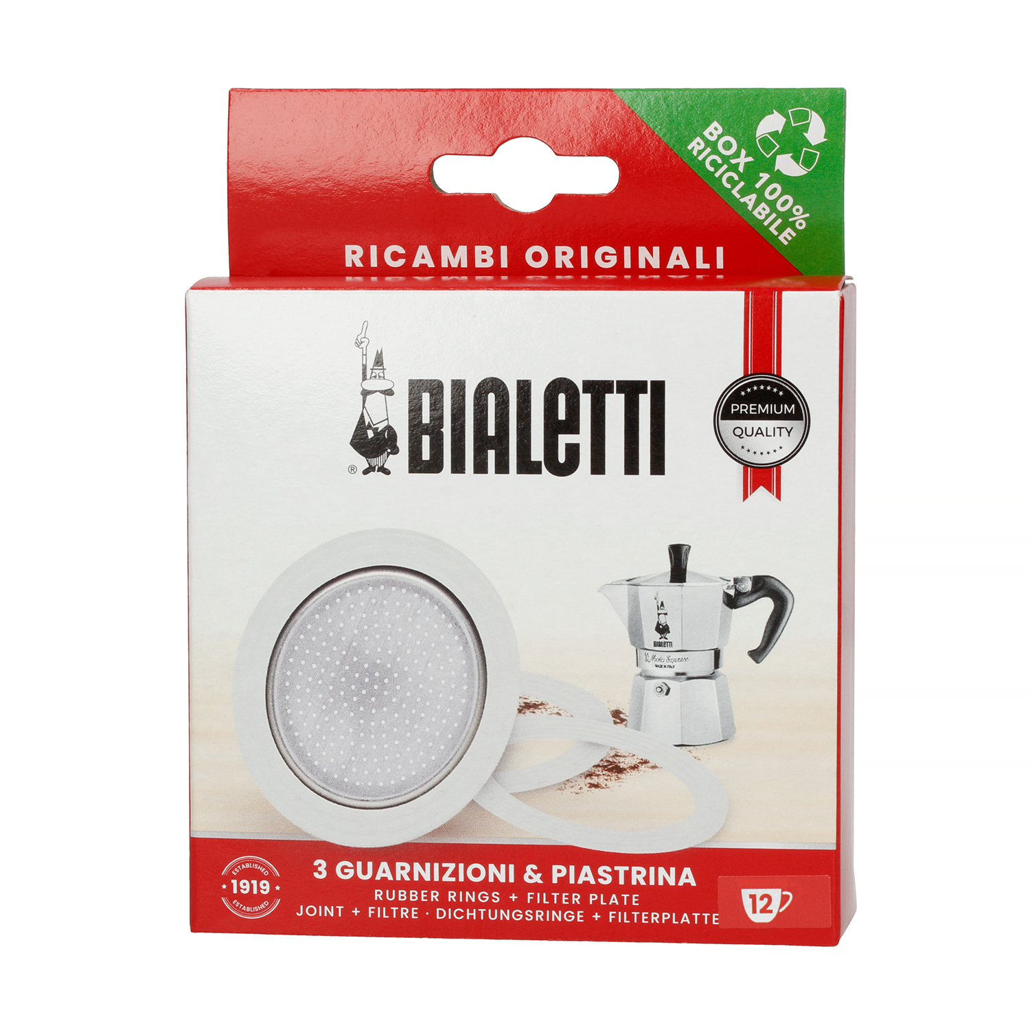 Bialetti - 3 Seals + Sieve for 12tz Aluminium Coffee Makers