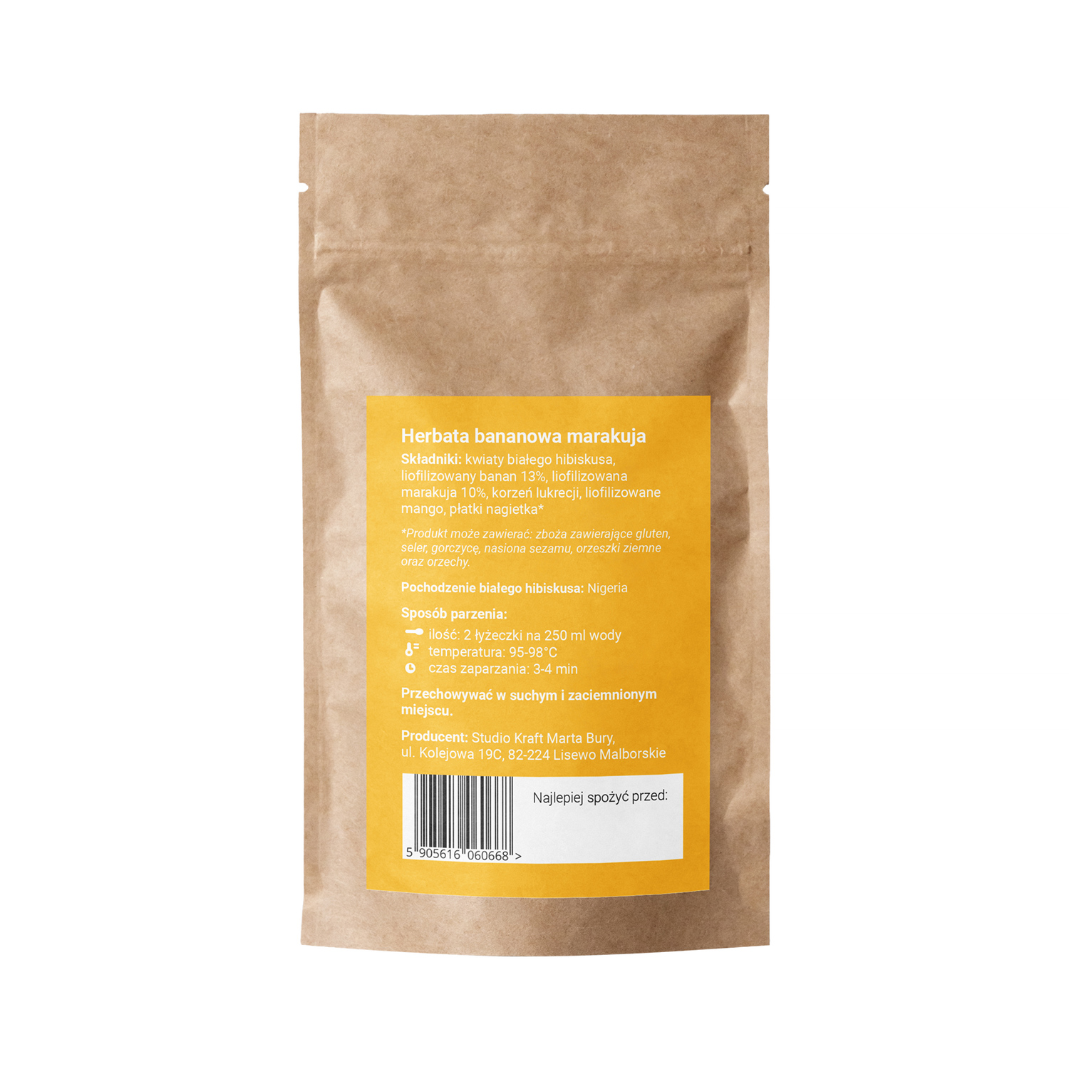 Vegan Tea - napar kwiatowo-owocowy sypany Bananowa Marakuja opakowanie uzupełniające 80 g