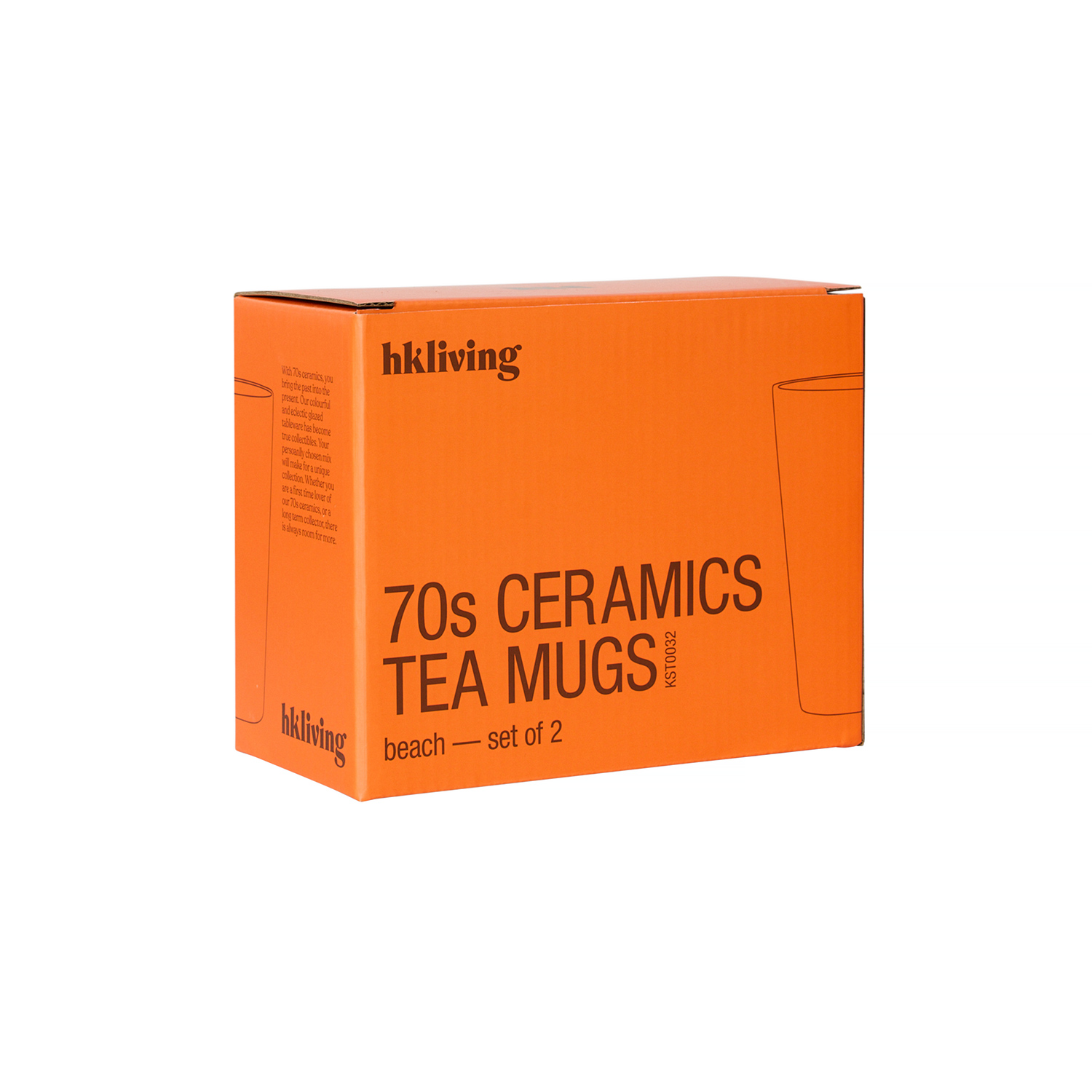 HKliving - Beach Tea Set of 2 70s Ceramic Mugs 460ml