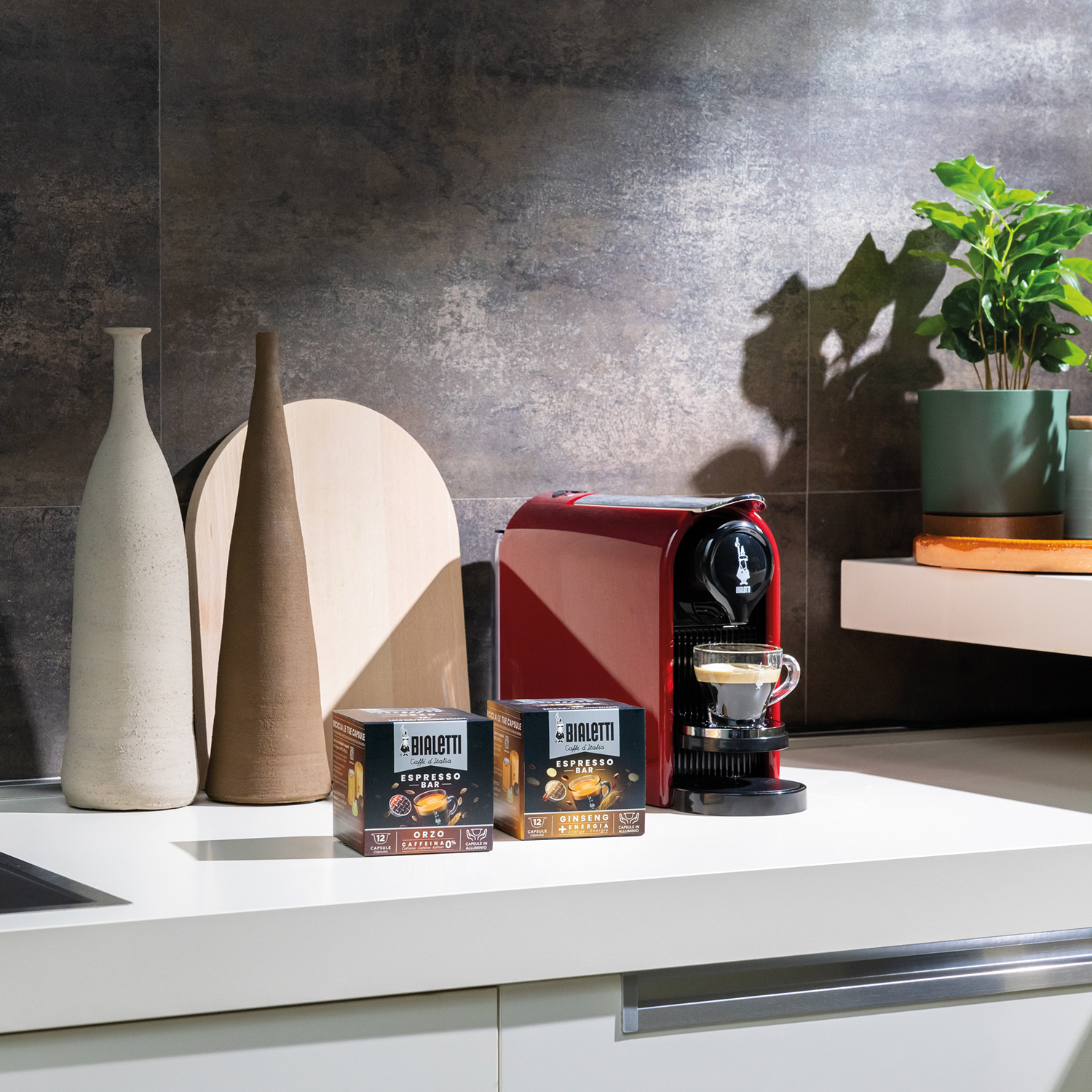 Bialetti - Capsule Coffee Maker Gioia Plus - Red + 48 capsule NAPOLI