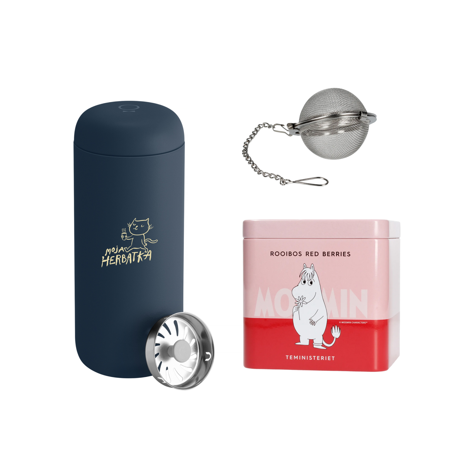 Zestaw Fellow kubek Mroux 473 ml + Zaparzacz do herbaty + Teministeriet herbata Moomin Rooibos 100 g