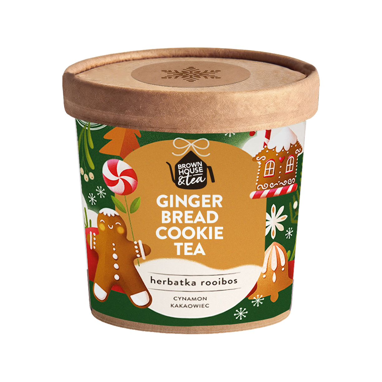 Brown House & Tea - Hebartka Rooibos z przyprawami korzennymi i kakao Gingerbread Cookie 50 g