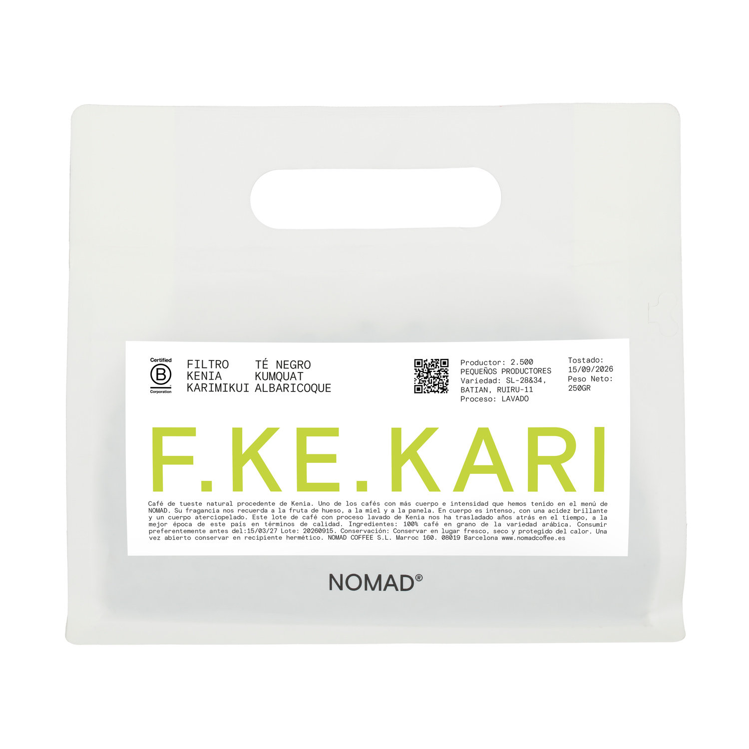 Nomad - kawa ziarnista Kenia Karimikui Washed Filter 250 g