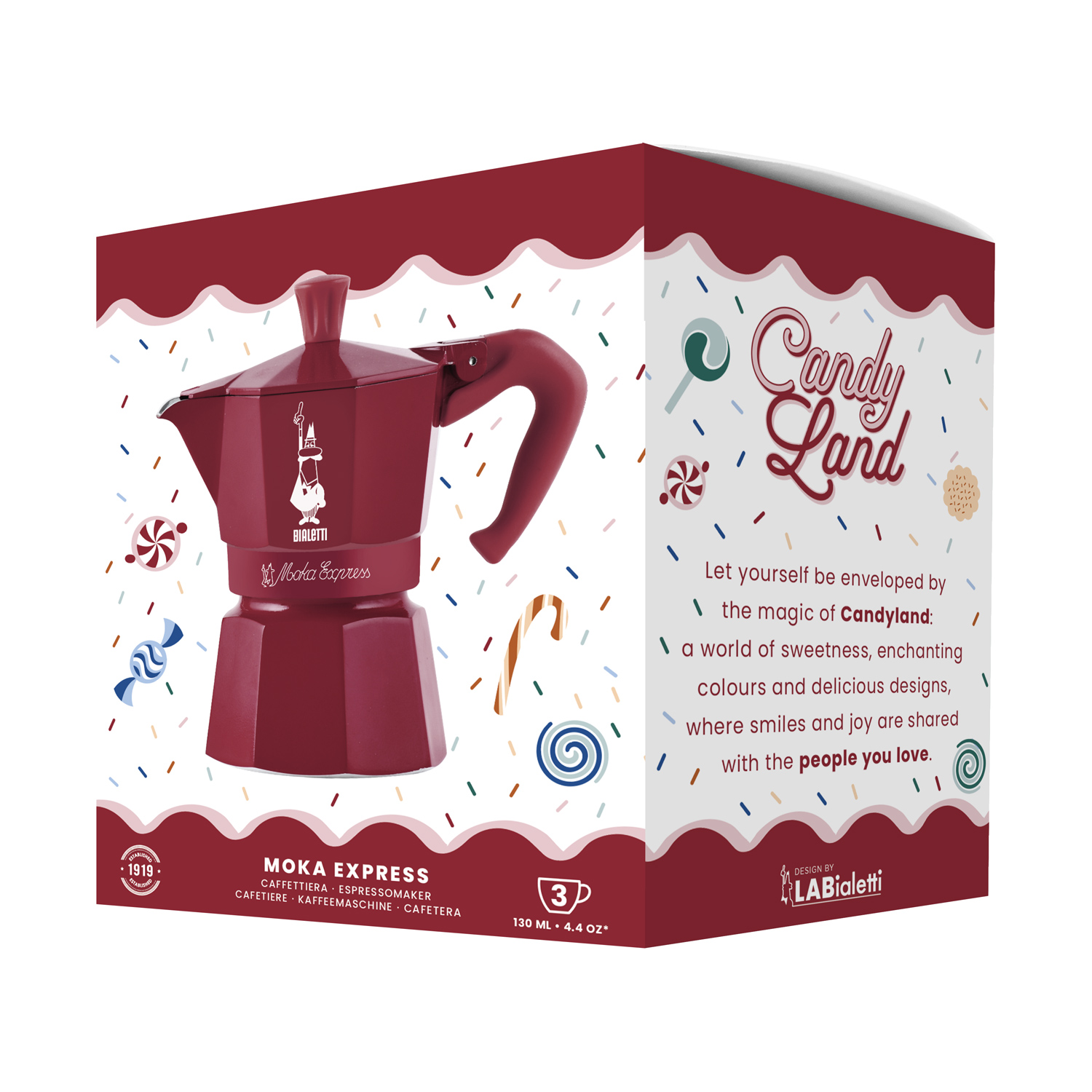 Bialetti - kawiarka Moka Express 3tz Candyland czerwona