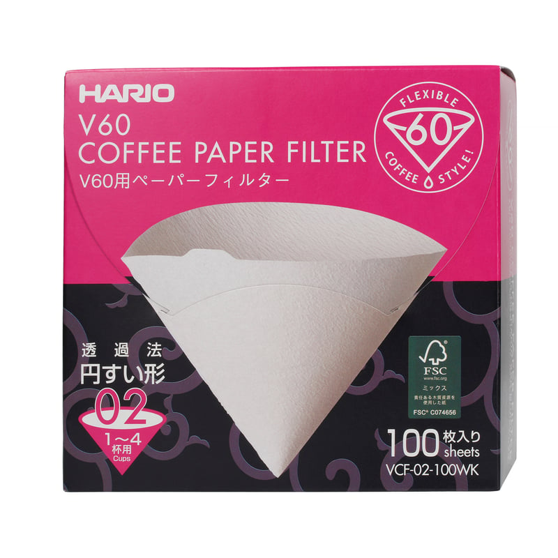 Hario - White Paper Filters - V60-02 - 100 Pieces