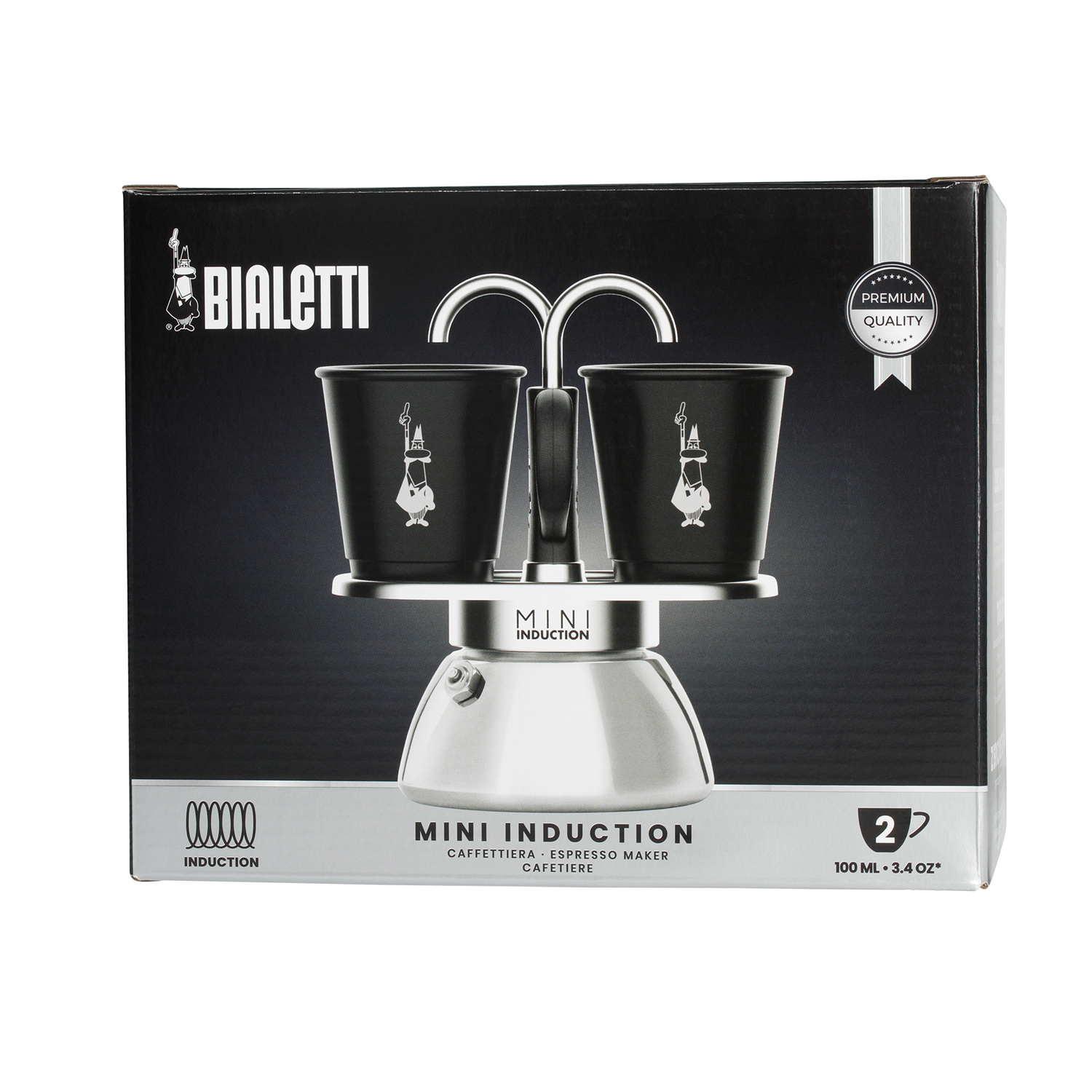 Bialetti - Set Mini Express Induction 2tz Black + 2 Cups