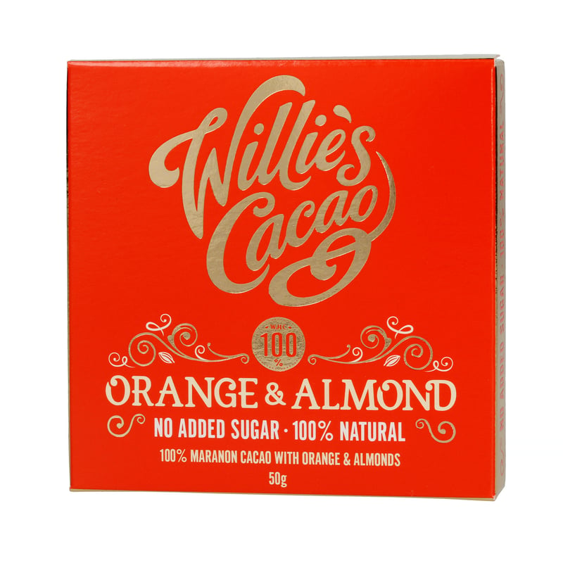 Willie's Cacao - No added sugar - Orange and Almond 50g