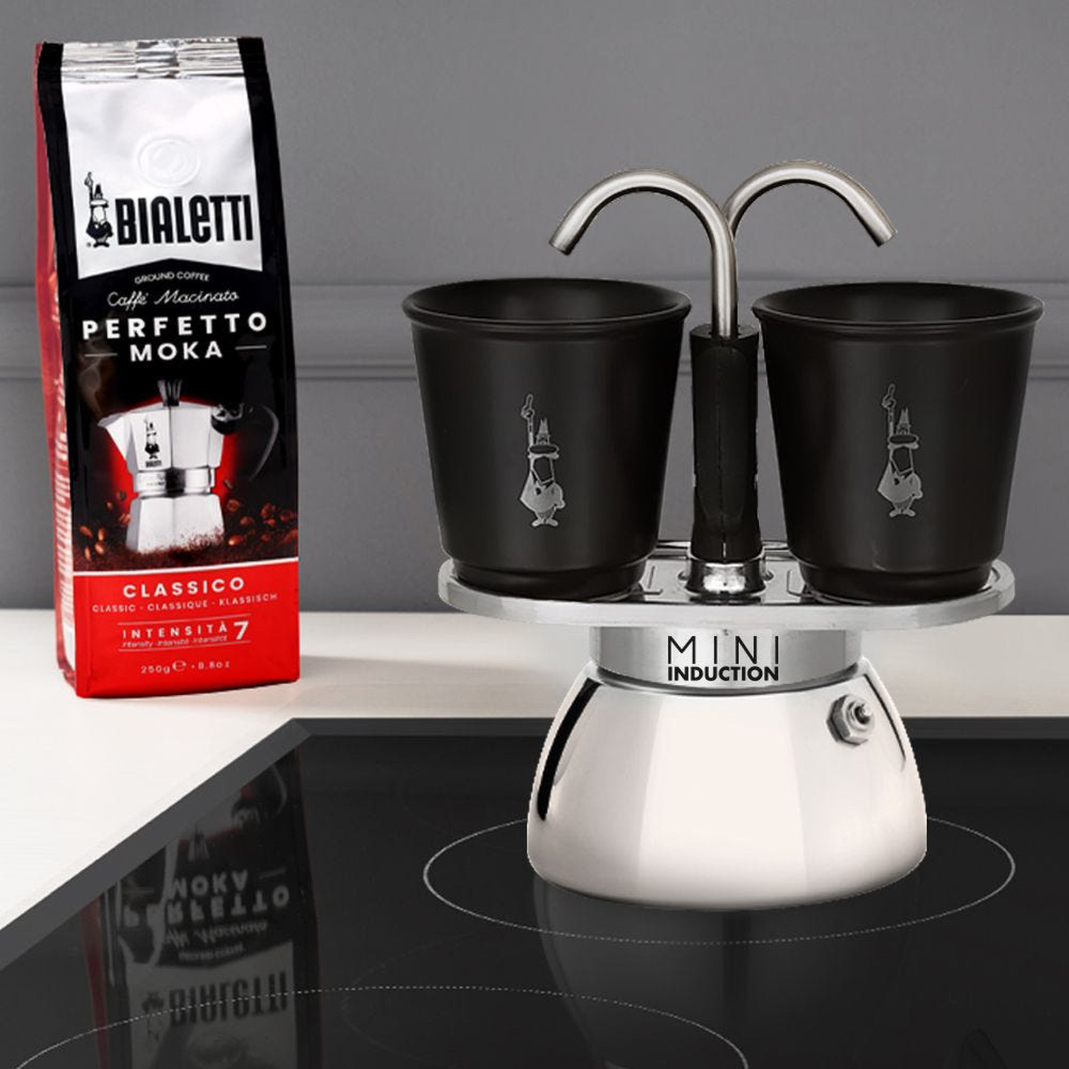 Bialetti - Set Mini Express Induction 2tz Black + 2 Cups