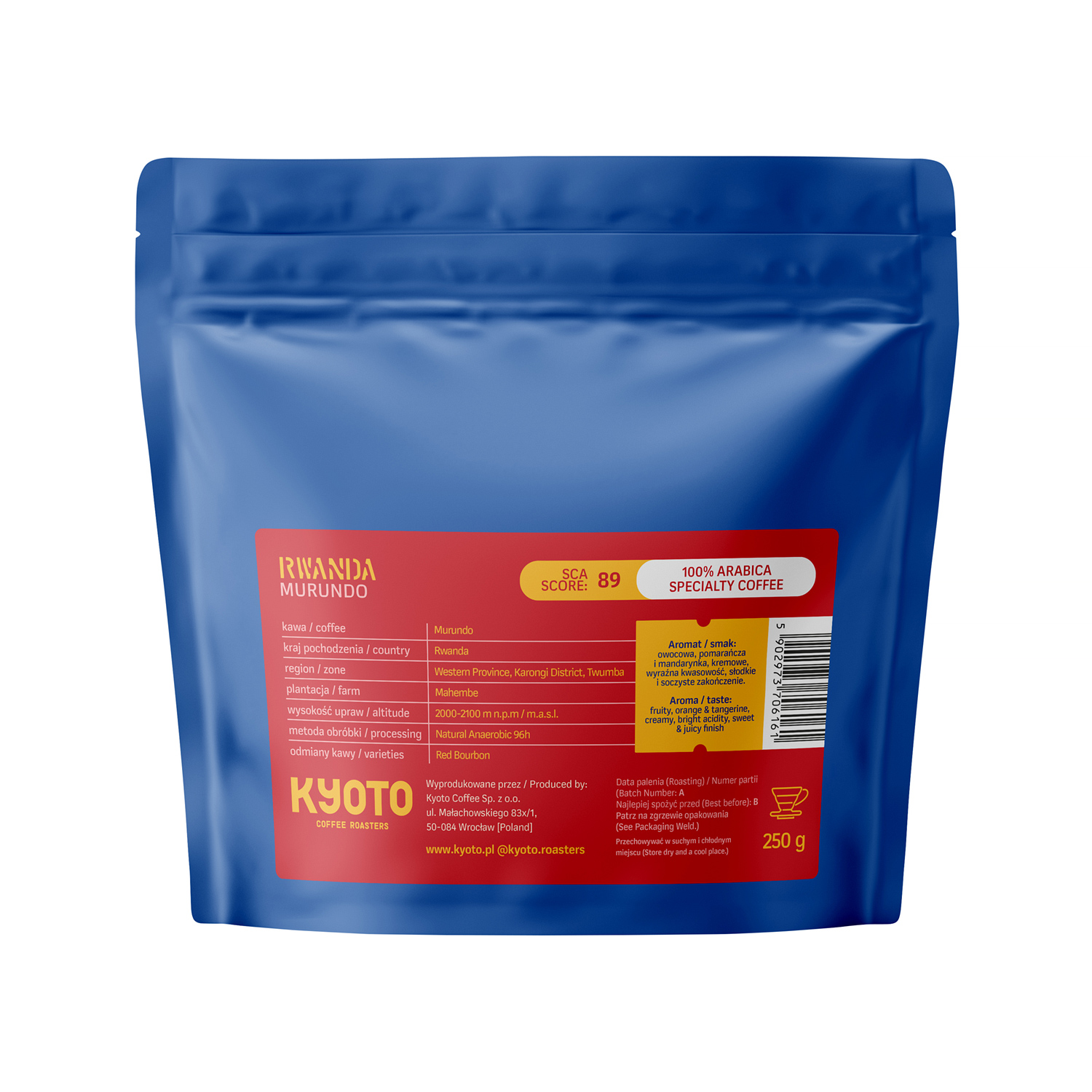 KYOTO - kawa ziarnista Rwanda Murundo Natural Anaerobic 96 h Filter 250 g