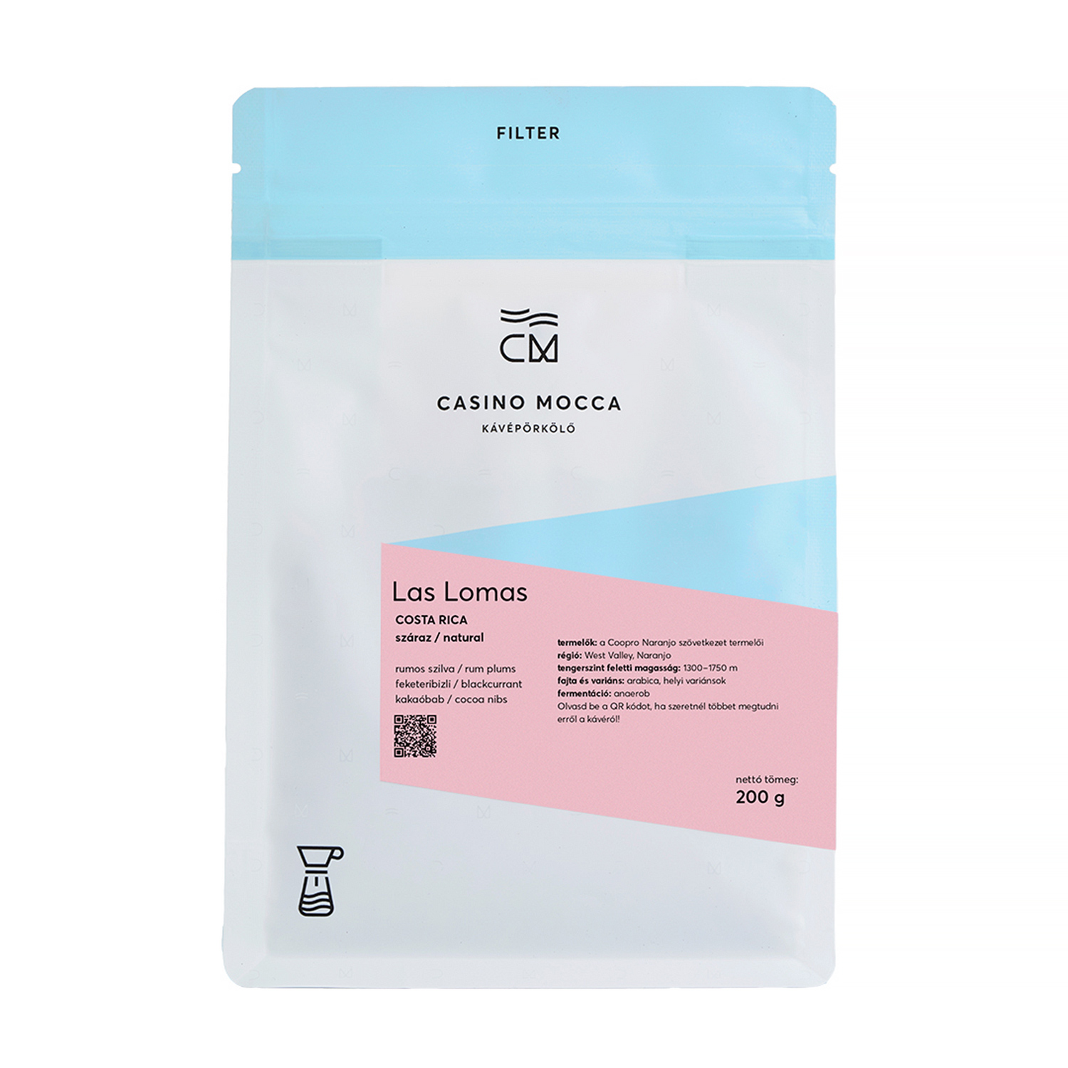 Casino Mocca - kawa ziarnista Kostaryka Las Lomas Natural Filter 200 g