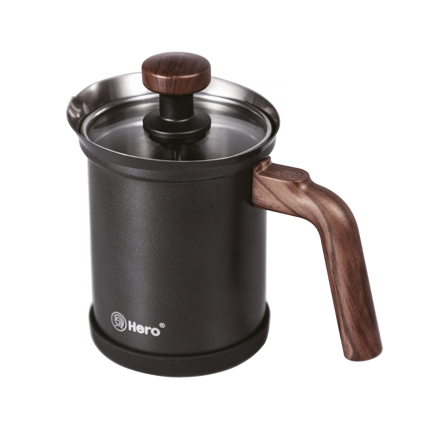 zeroHero - ręczny spieniacz do mleka Knight 200 ml - Czarny