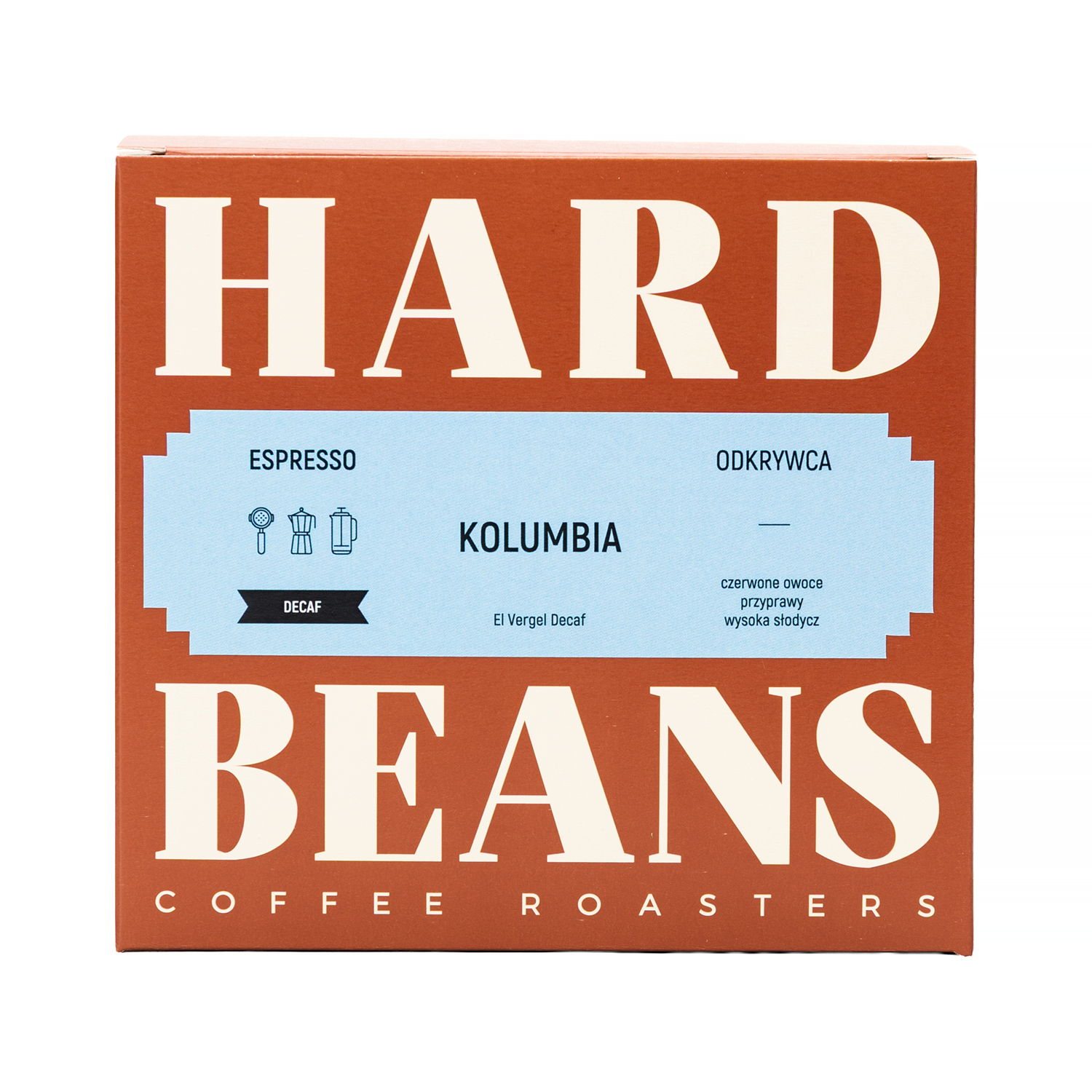 Hard Beans - kawa ziarnista bezkofeinowa Kolumbia El Vergel Natural Decaf Espresso 250 g