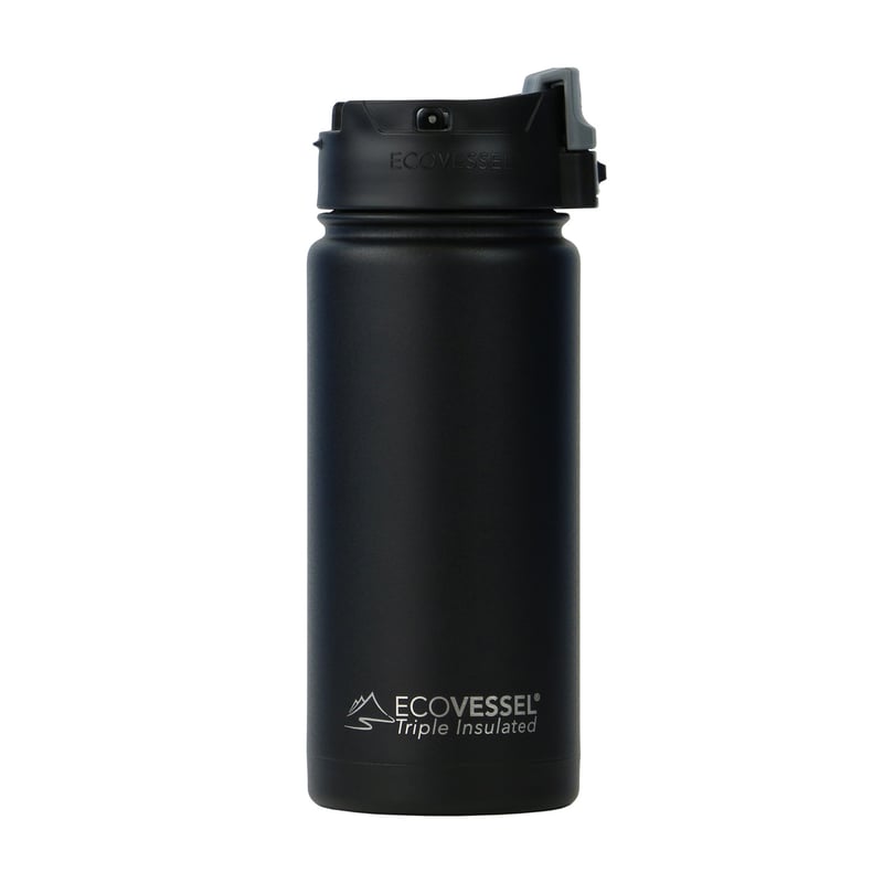 EcoVessel - Insulated Water Bottle Perk - Black Shadow 473 ml (outlet)