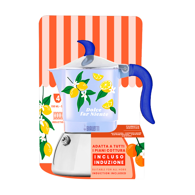 Bialetti - kawiarka Fiametta Induction Fruit Vibes 4tz - Niebieska