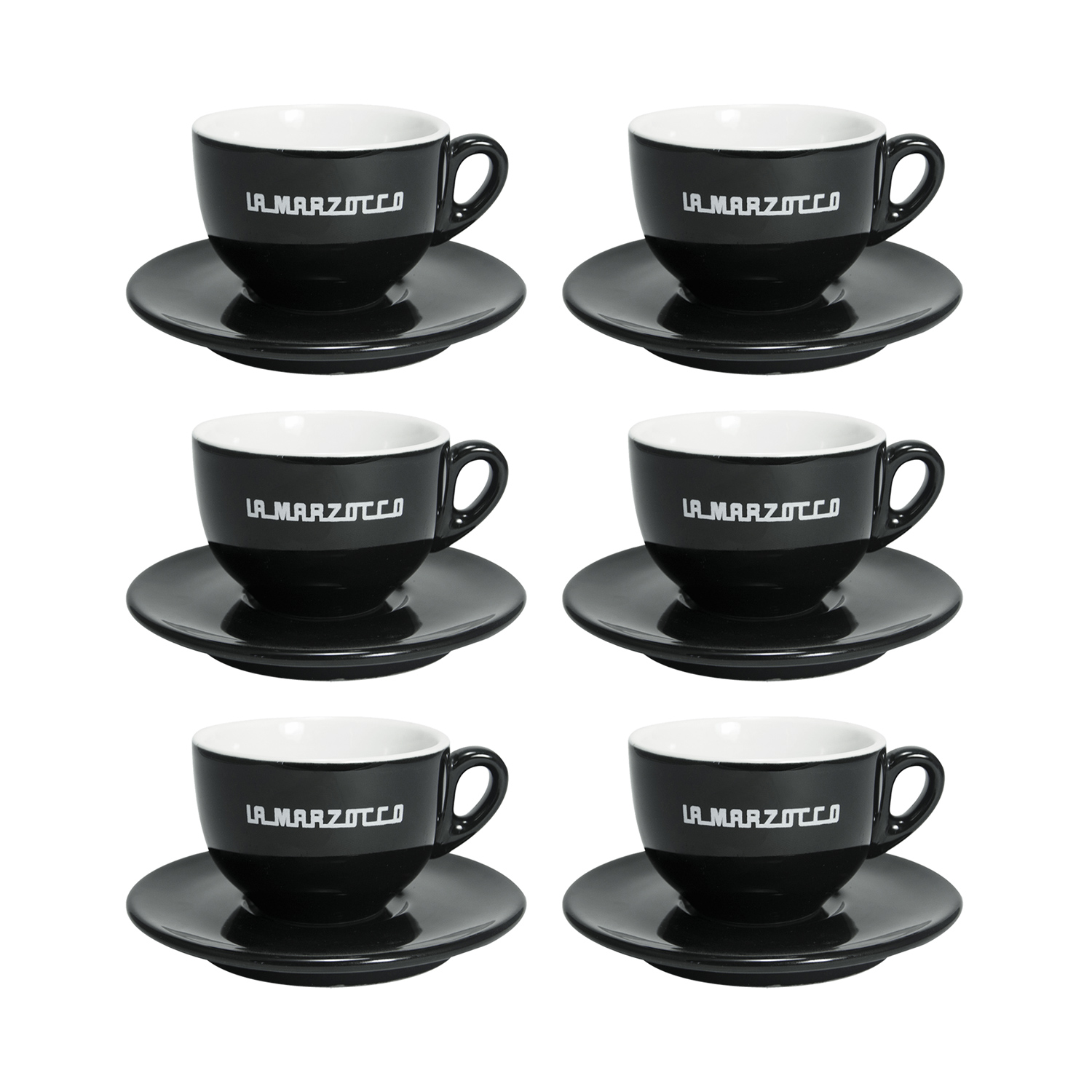 La Marzocco - Linea Set of 6 Cappuccino Cups and Saucers 210 ml - Black