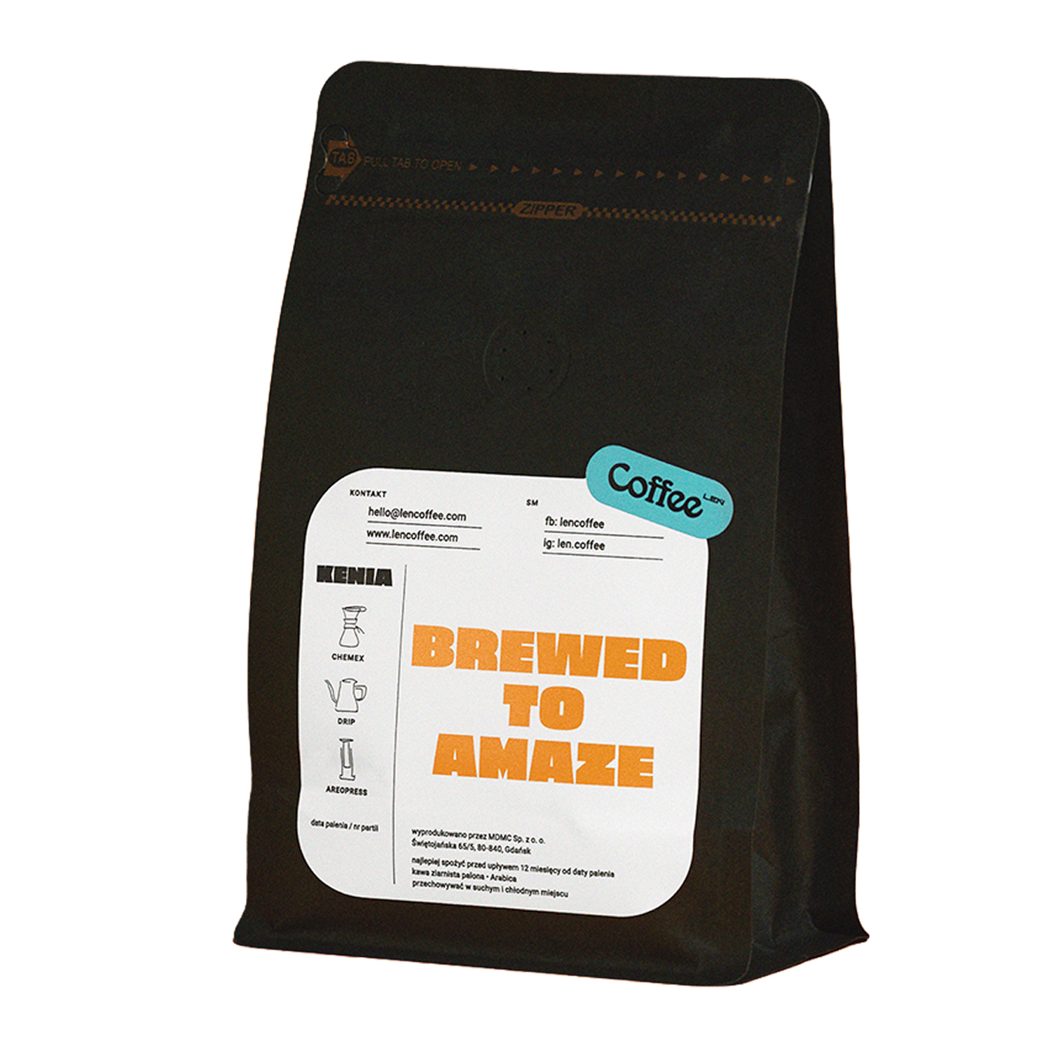 Leń Coffee - kawa ziarnista Kenia Kirura AB Washed Filter 250 g