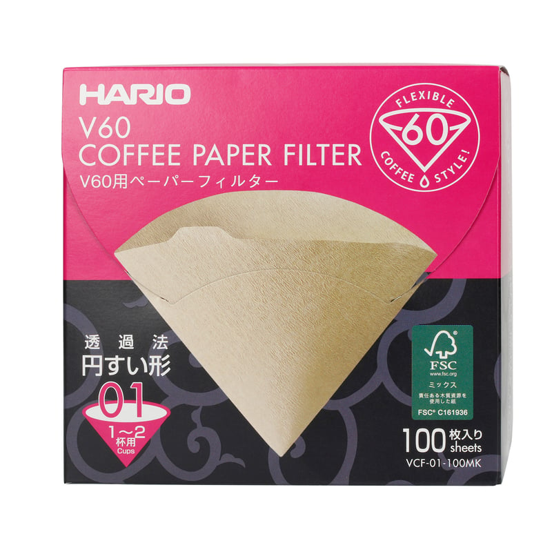 Hario - Misarashi Brown Paper Filters - V60-01 - 100 Pieces
